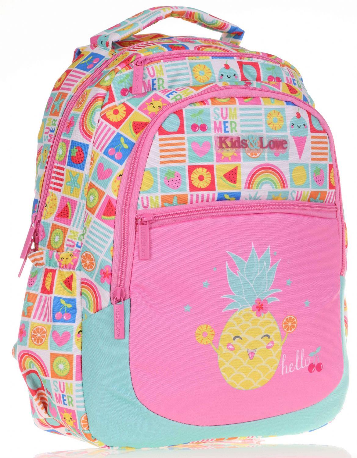 Kaukko Kids&Love Pembe Ananas İlkokul Çanta ve Kalemlik Seti - Kız Çocuk