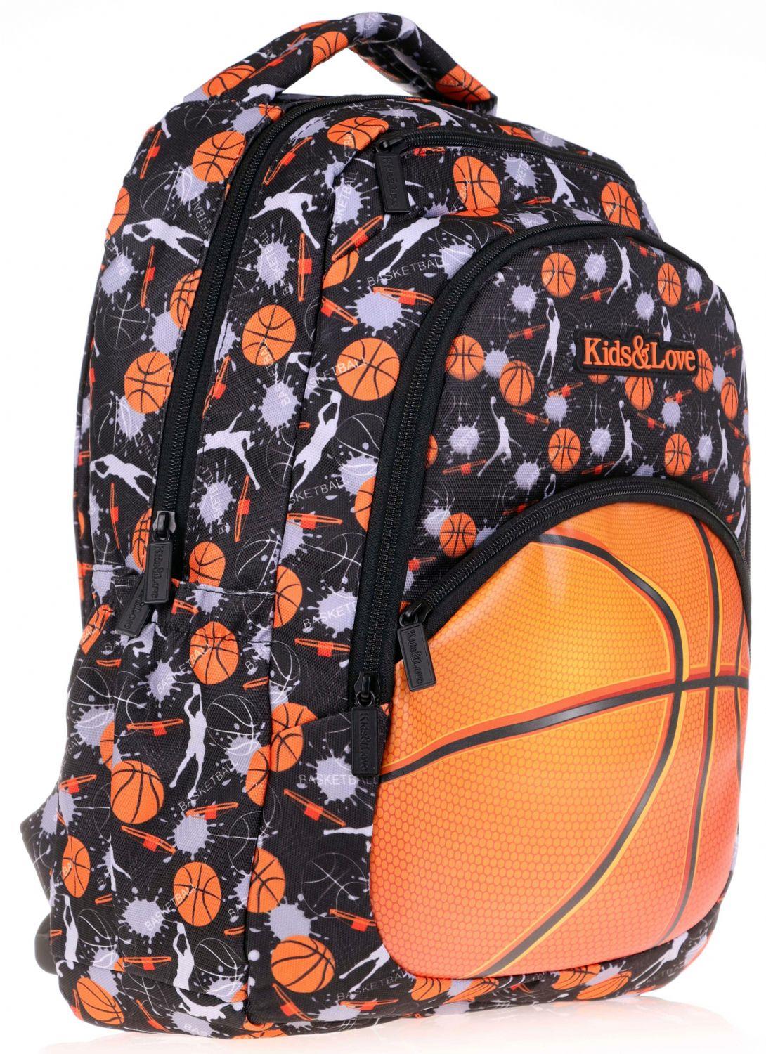 Kaukko Kids&Love Turuncu Basketbol Okul Çantası ve Beslenme Çanta Seti - Erkek