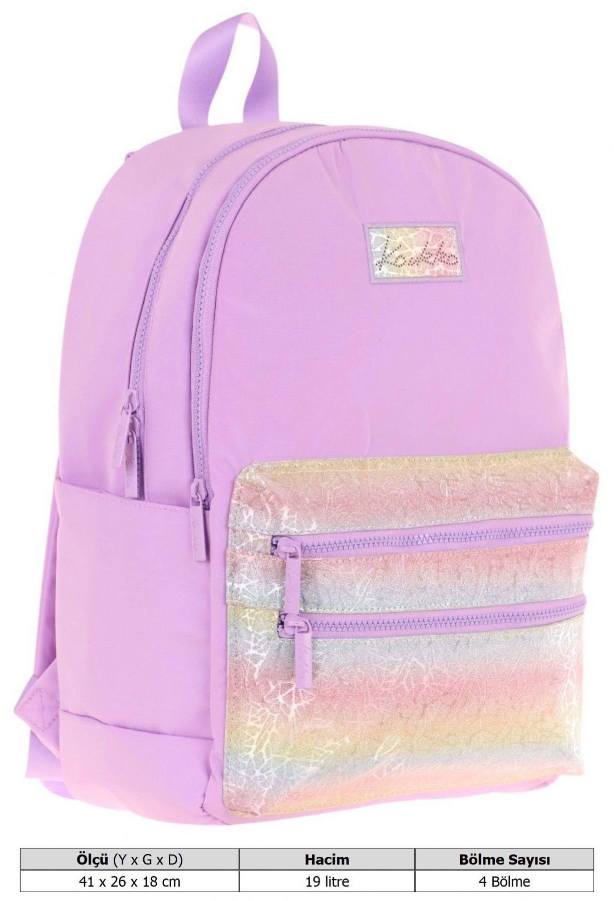Kaukko Magic Dreams Kız Çocuk Dört Bölmeli Pembe Çok Renkli Okul Sırt Çantası (İlkokul+Ortaokul) - K1817