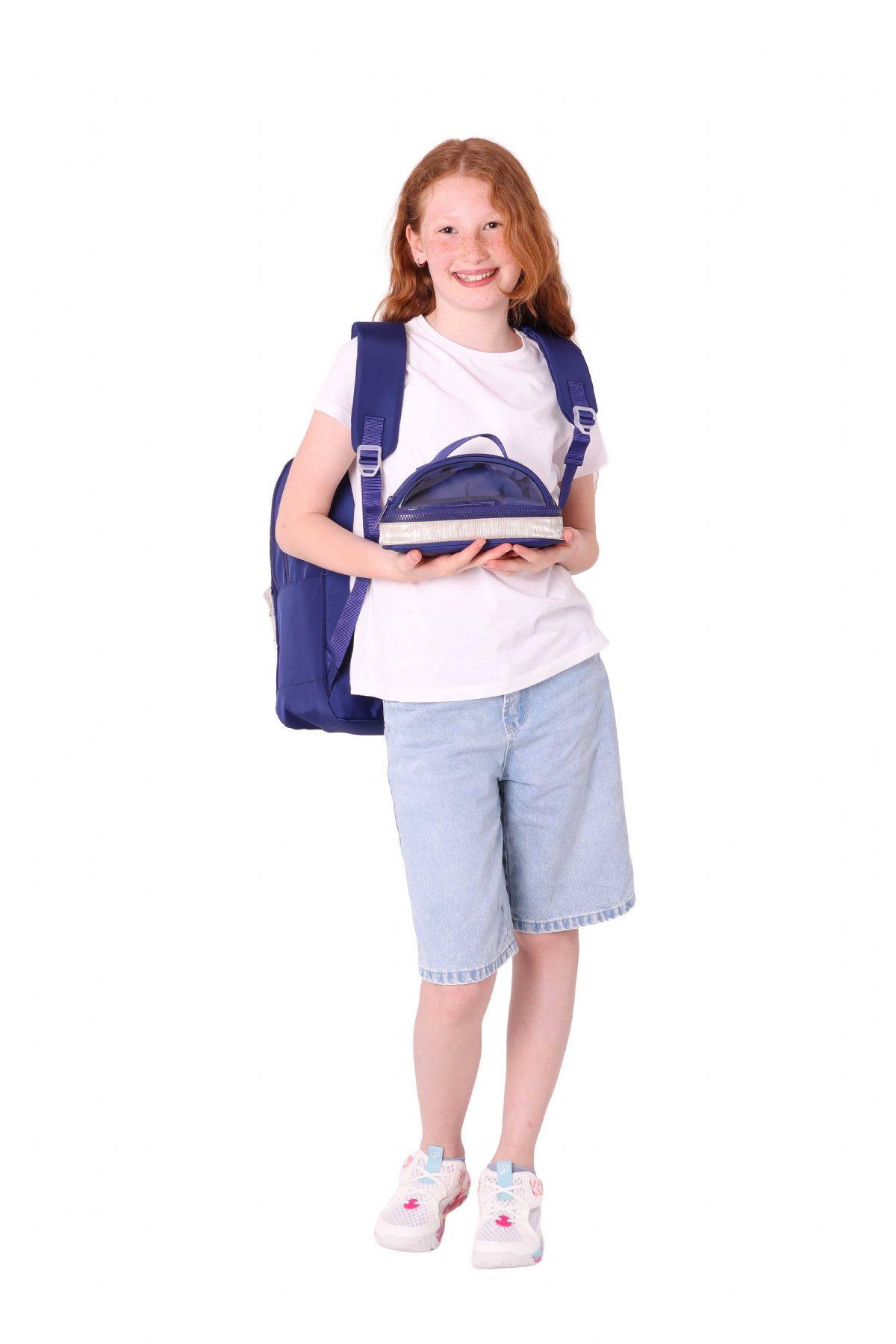 Kaukko Magic Dreams Okul Sırt Çantası ve Şeffaf Kalem Çantası Seti - Kız Çocuk - Lacivert