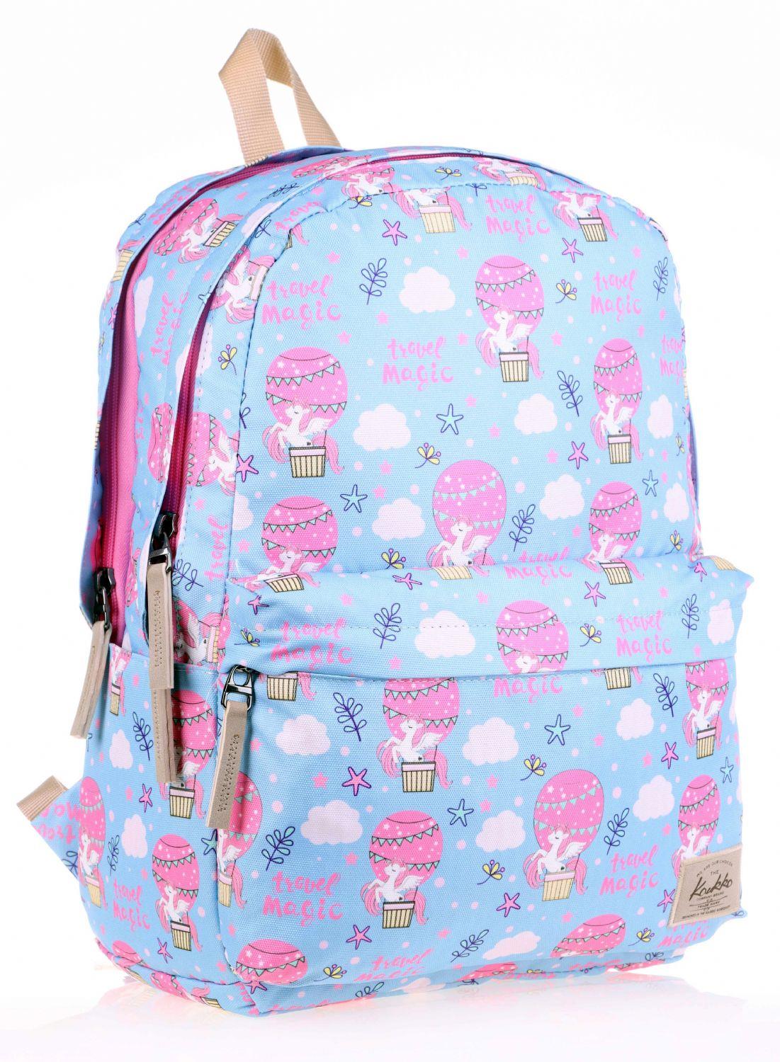 Kaukko Mavi Pembe Travel Magic Okul Sırt Çantası ve Kalemlik Seti - Kız Çocuk