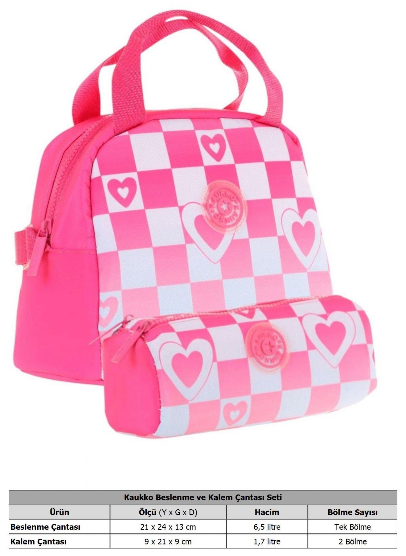 Kaukko Nature Kız Çocuk Beslenme Çantası (K9063) ve Kalemlik (K2699) Seti