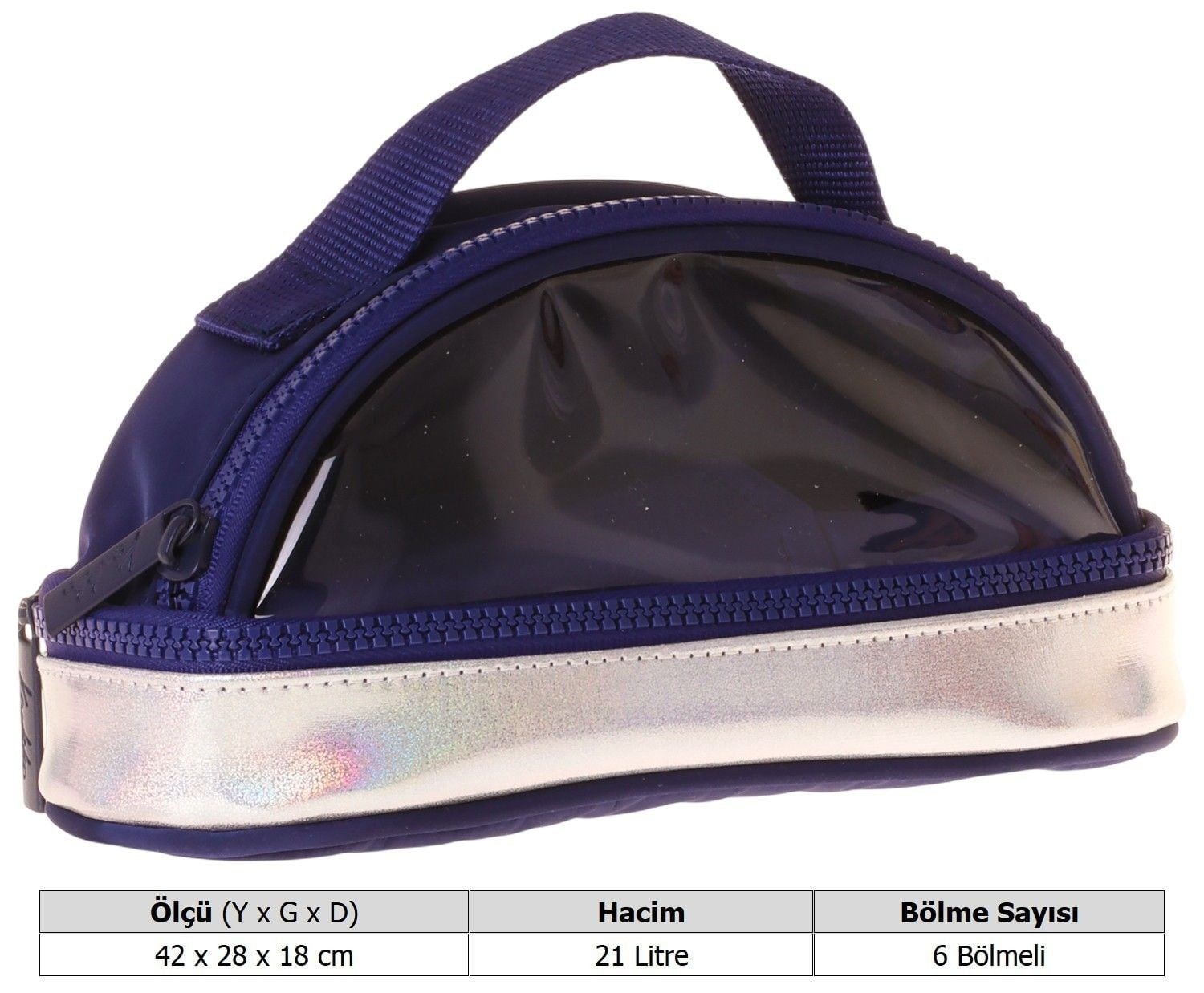 Kaukko Navy Blue Silver Parlak Kumaş Detaylı (Lacivert - Gümüş) Kız Çocuk Kalem Çantası/Kalemlik - K1862