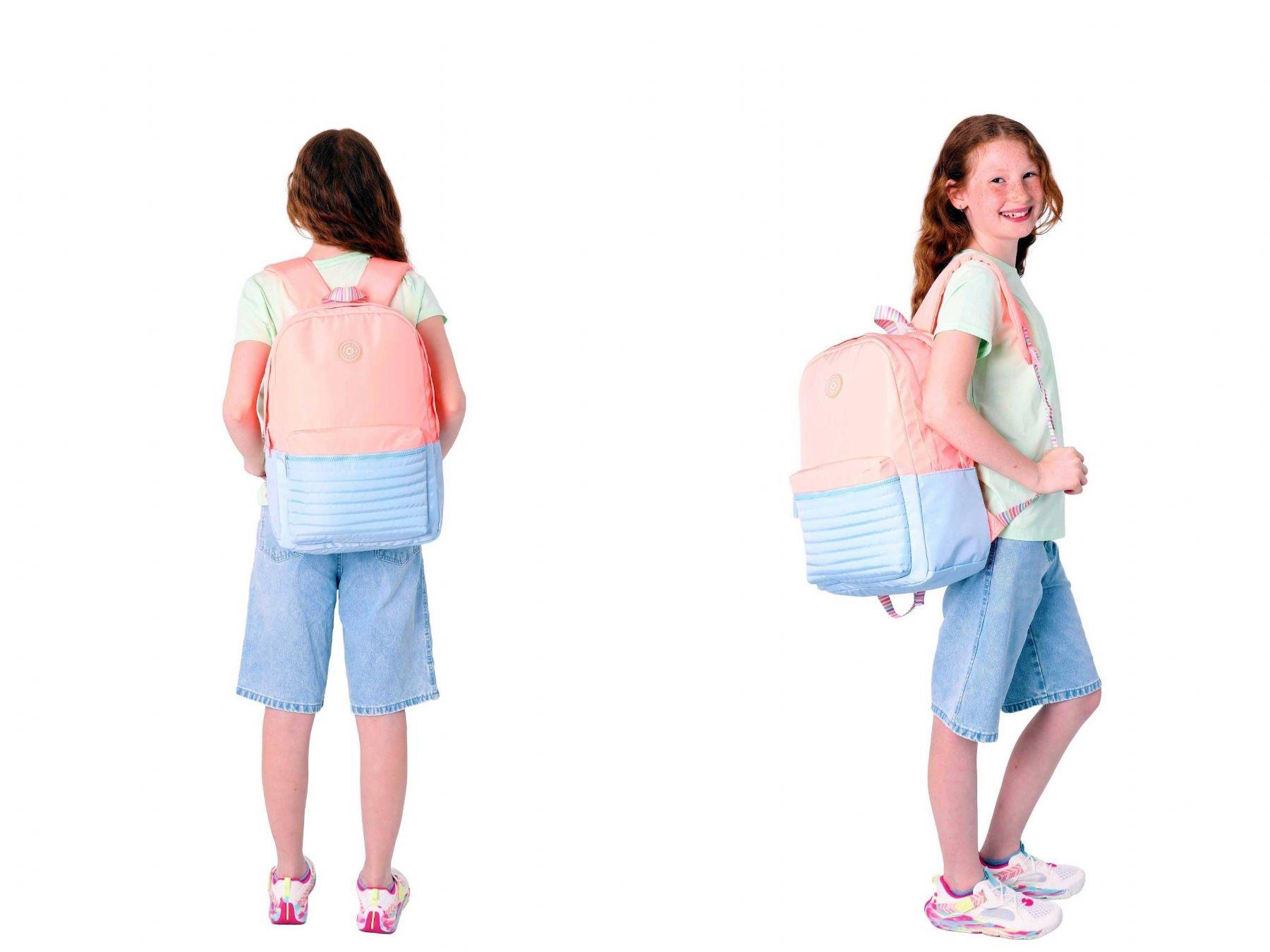 Kaukko Quick Kapitone Detaylı Somon Kız Çocuk Okul Çantası ve Kalemlik Okul Seti