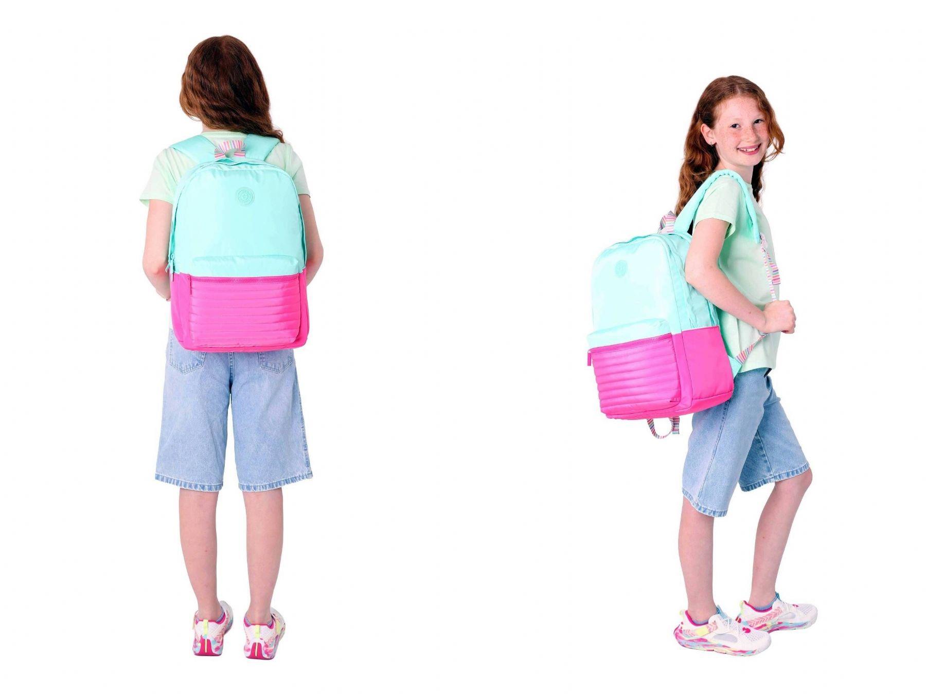 Kaukko Quick Kapitone Detaylı Yeşil Pembe Kız Çocuk Okul Çantası ve Kalemlik Okul Seti