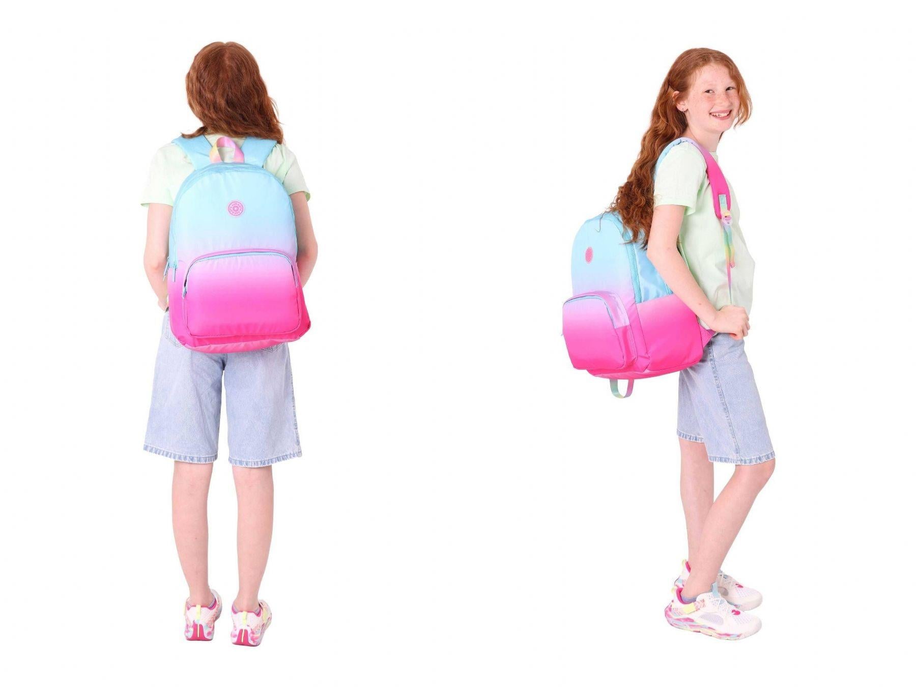 Kaukko Renk Geçişli Mavi Pembe Kız Çocuk Okul Çantası ve Kalemlik Seti (KK - K1797+KK - K2708)