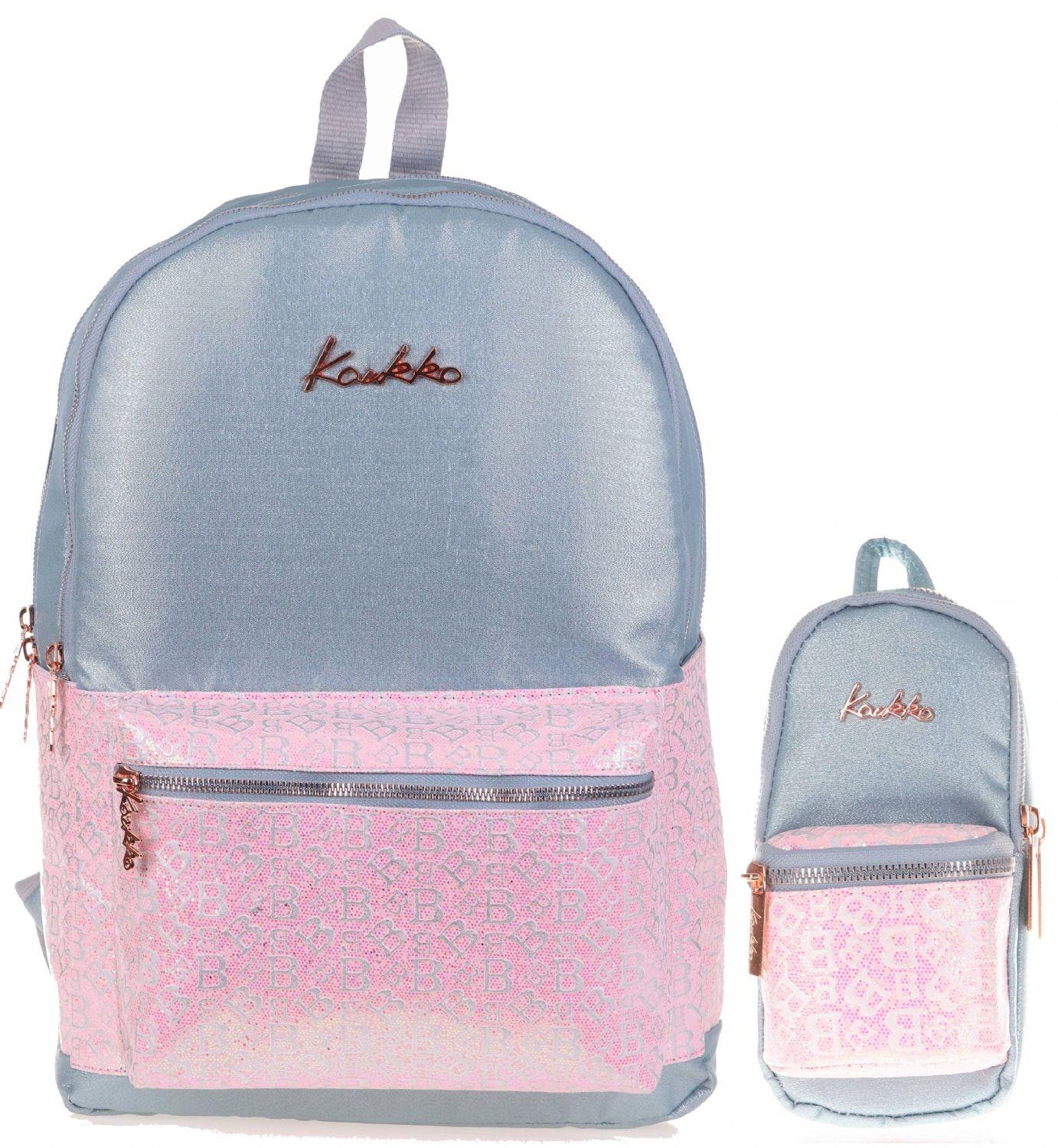 Kaukko Simli Gri Okul Sırt Çantası ve Kalemlik Seti - Ortaokul-Lise