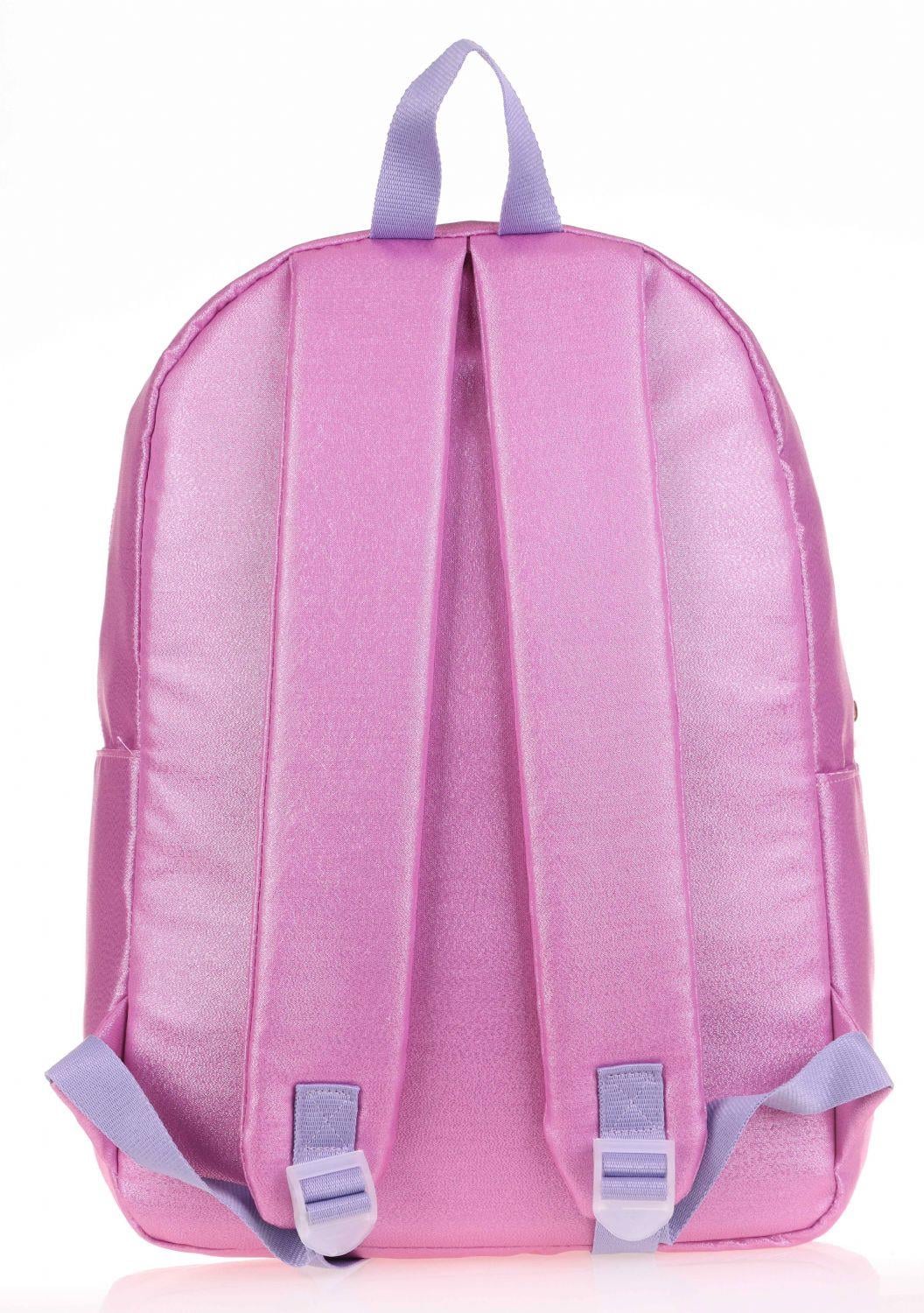 Kaukko Sparkle Duble Pembe Okul Sırt Çantası - Simli Kumaş - Ortaokul Lise Günlük