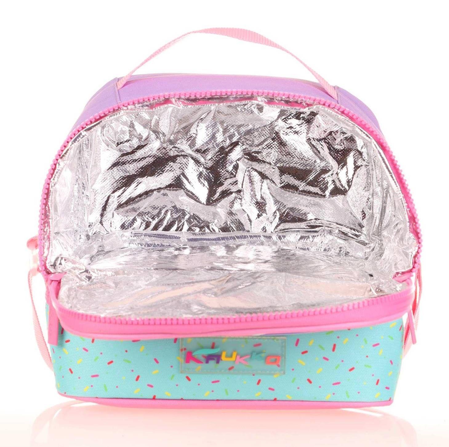 Kaukko Yeşil Pembe Sevimli Kedi Üçlü İlkokul Okul Çanta Seti - Kız Çocuk