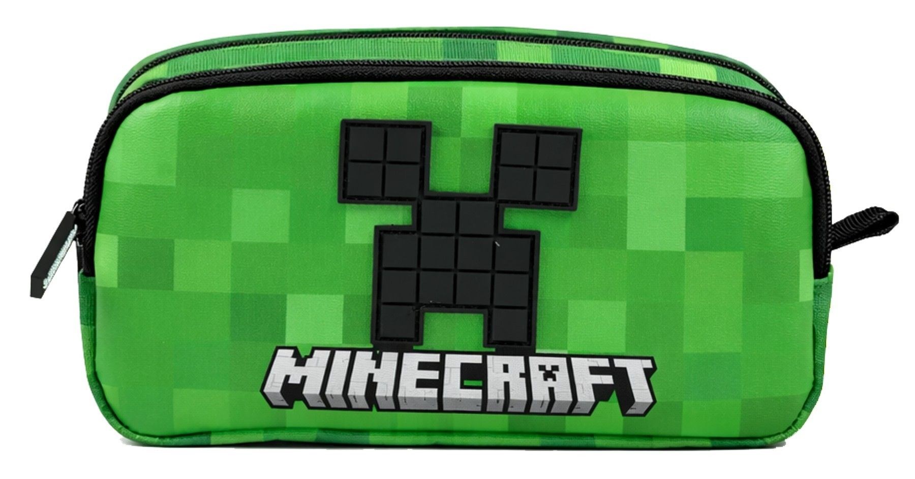 Minecraft İki Gözlü Erkek Çocuk Minecraft Kabartmalı Siyah - Yeşil Okul Kalem Çantası/Kalemlik - 26612