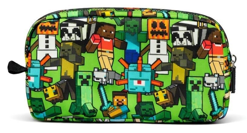 Minecraft İki Gözlü Erkek Çocuk Minecraft Yazılı Yeşil - Siyah Okul Kalem Çantası/Kalemlik - 26603
