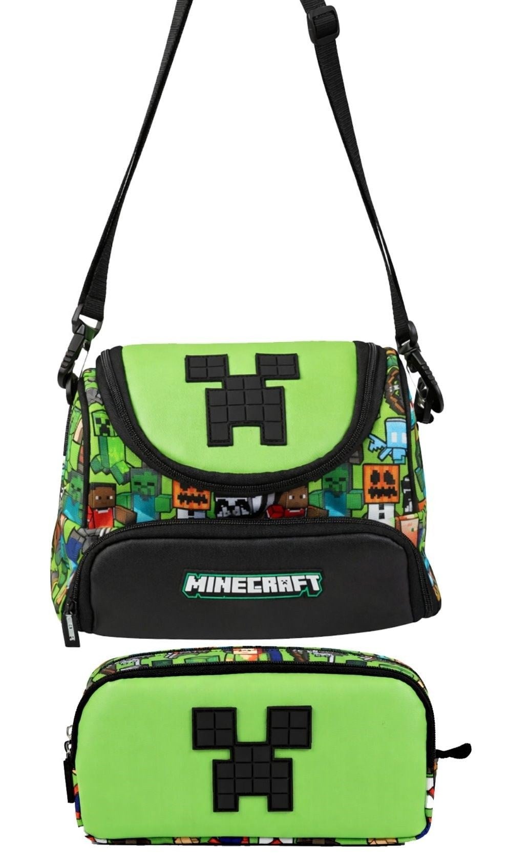 Minecraft Minecraft Yazılı Yeşil - Siyah Erkek Çocuk Okul Beslenme Çantası ve Kalemlik Seti - SETMC26602