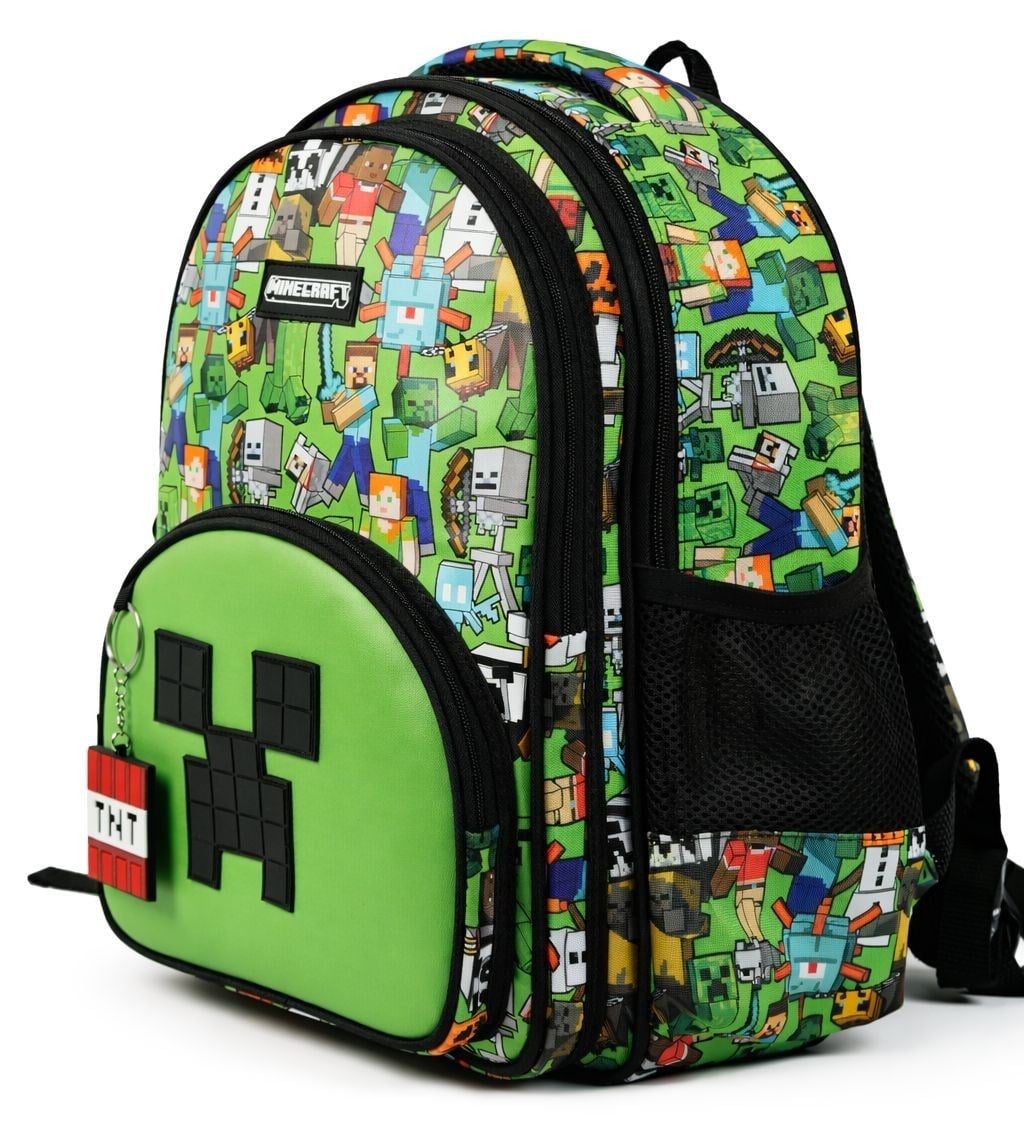 Minecraft Üç Bölmeli Erkek Çocuk Minecraft Yazılı Yeşil - Siyah Okul Sırt Çantası - 26600