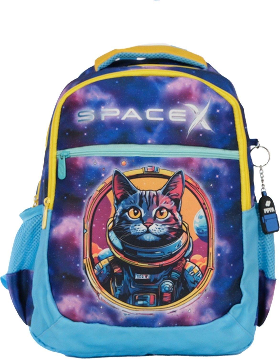 Pippa Erkek Çocuk Üç Gözlü Mavi/Sarı İlkokul Üçlü Okul Çanta Seti - Astronot Kedi - PPSET5255