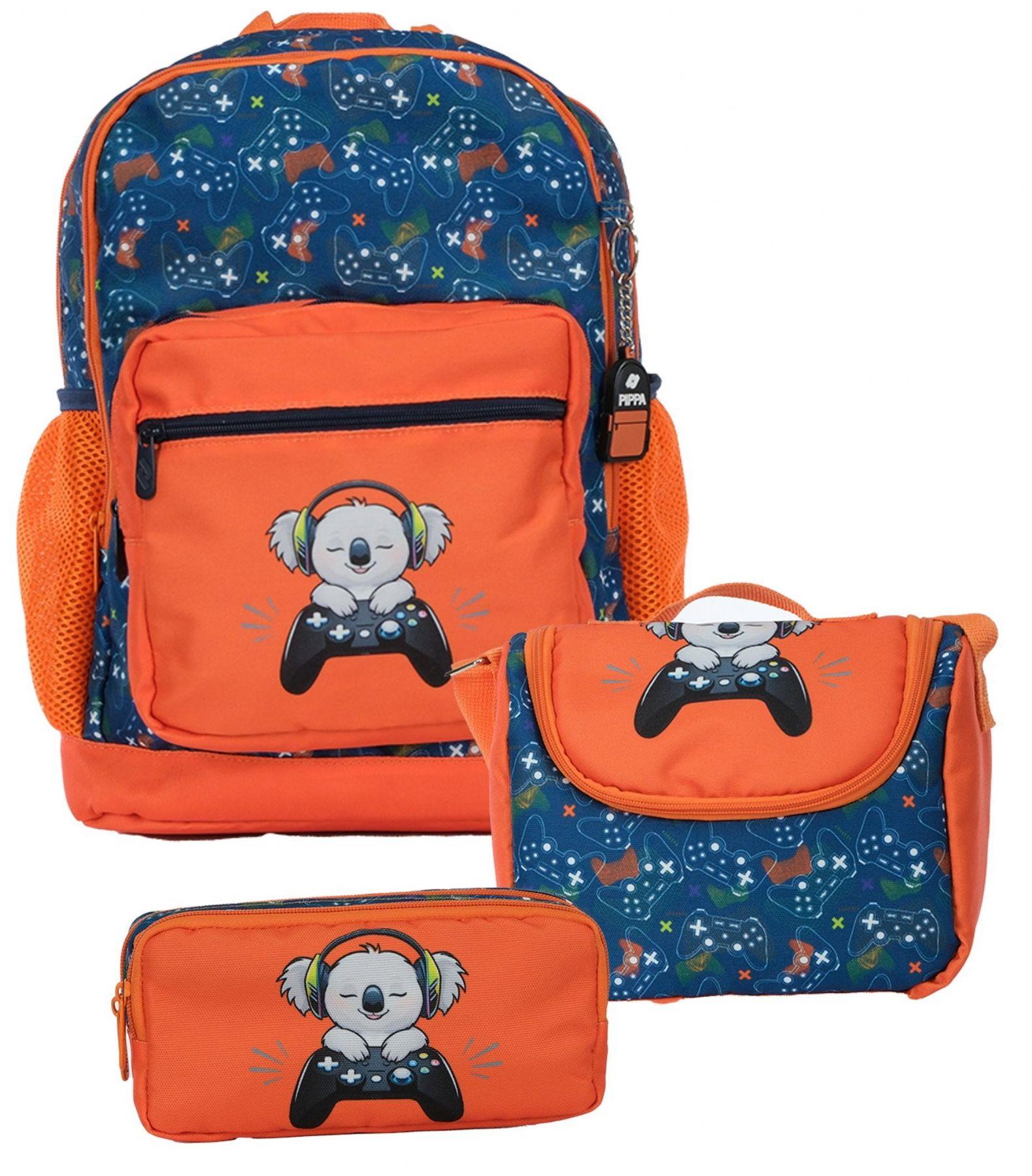 Pippa Kız ve Erkek Çocuk Üç Gözlü Turuncu İlkokul Üçlü Okul Çanta Seti - Sevimli Koala - PPSET5405