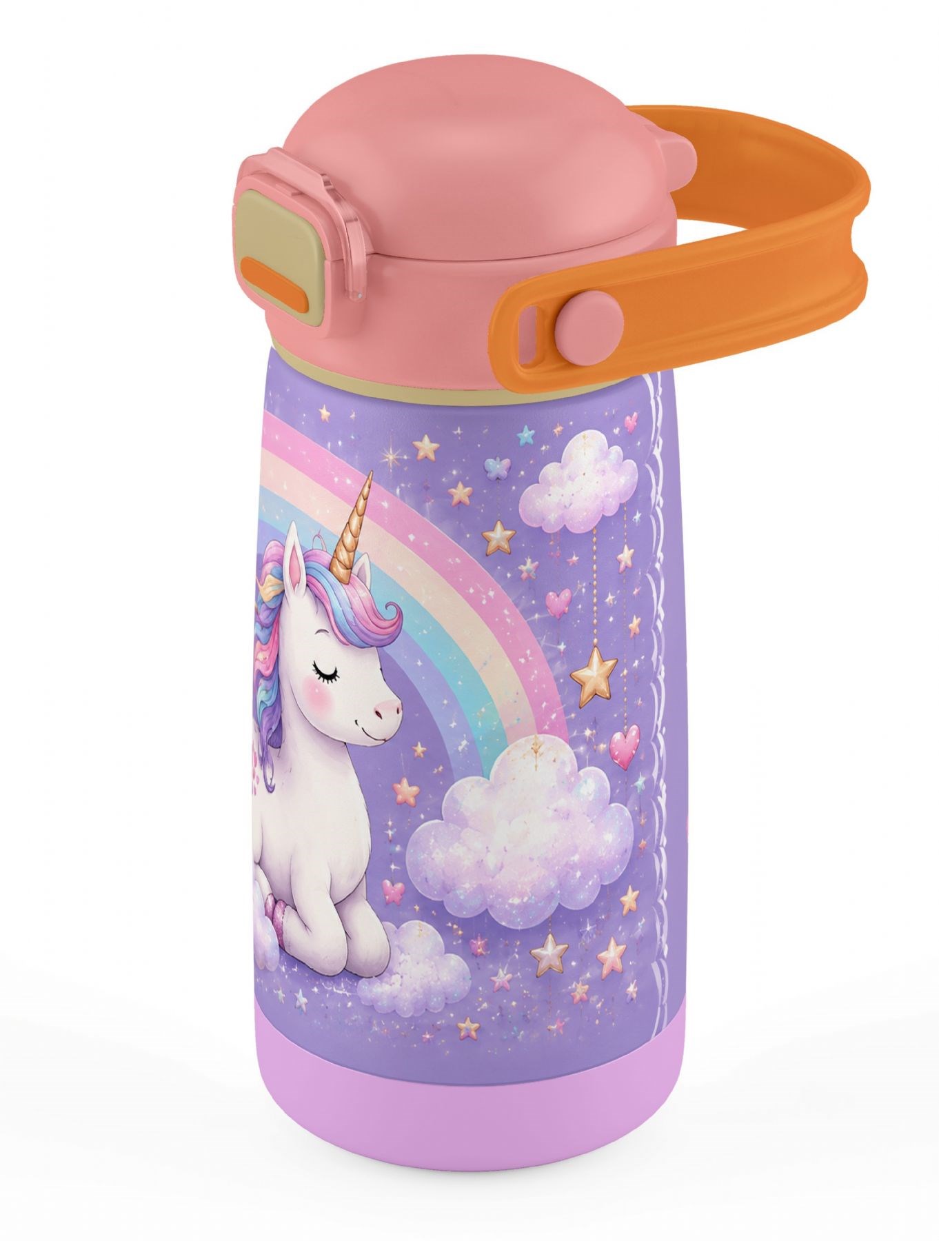 Puccon 420 ml Kız Çocuk Unicorn Desenli Paslanmaz Çelik Termos Matara Suluk - 60011