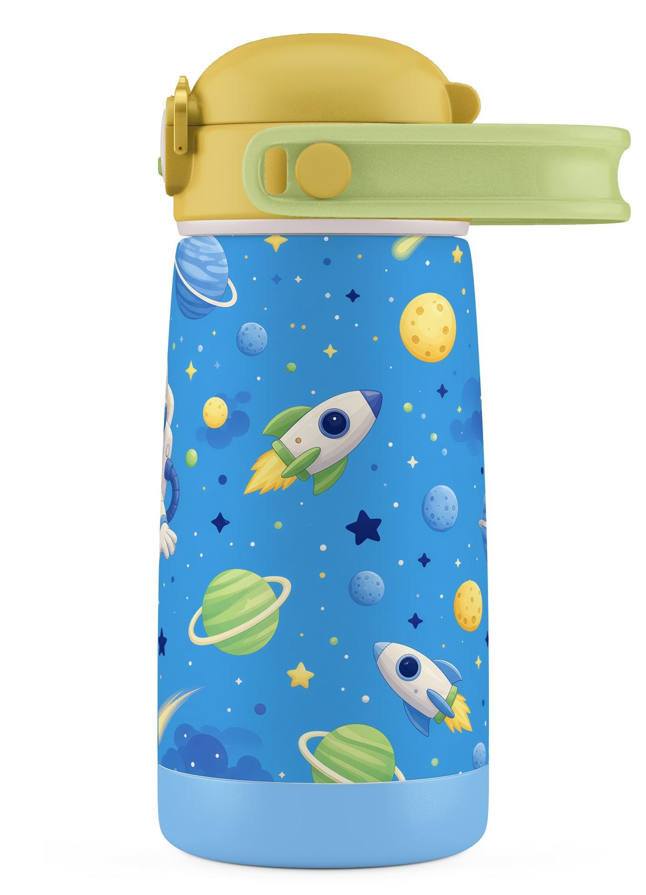 Puccon 420 ml Sarı Mavi Astronot Baskılı Çelik Matara - Erkek Çocuk - 60008