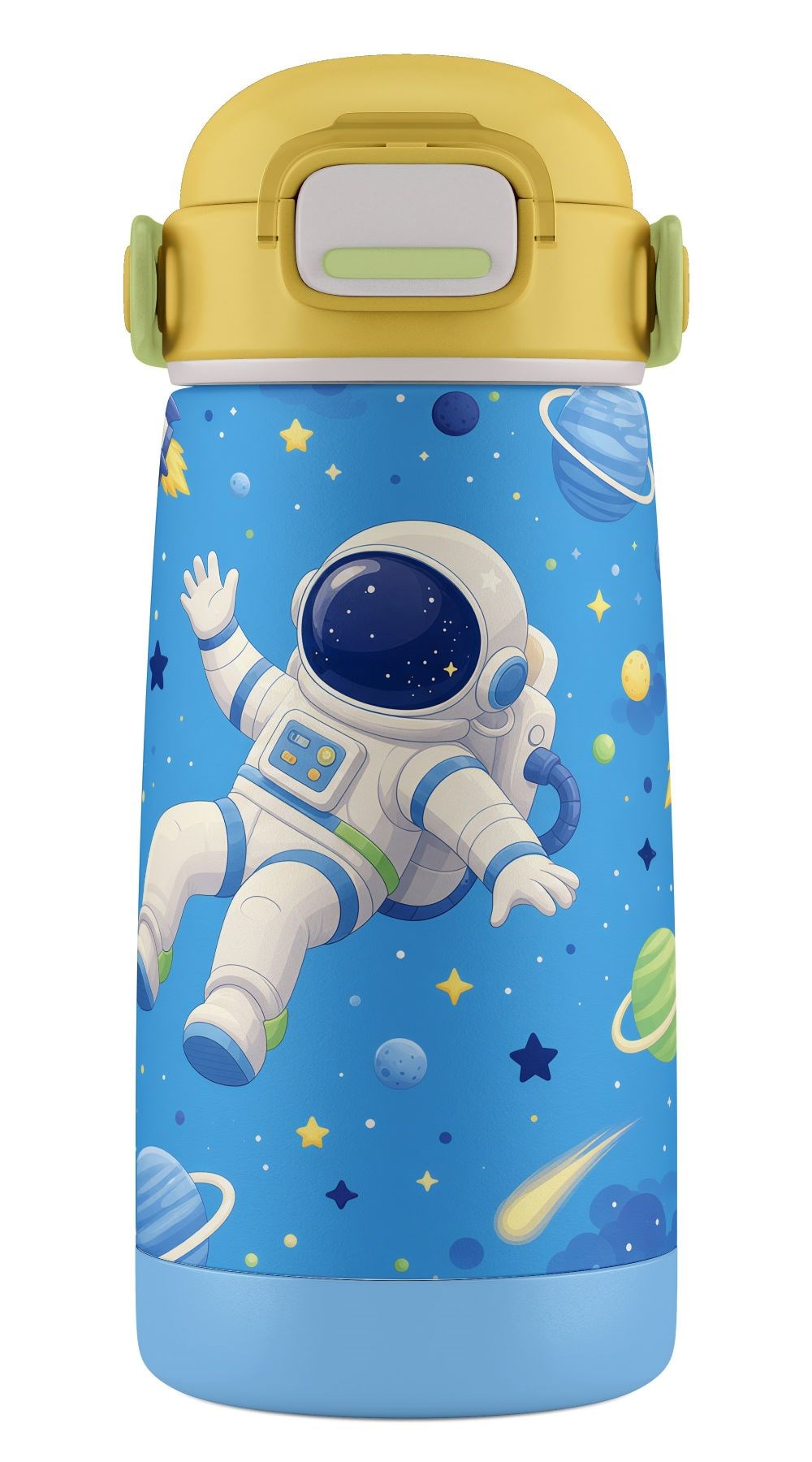 Puccon 420 ml Sarı Mavi Astronot Baskılı Çelik Matara - Erkek Çocuk - 60008