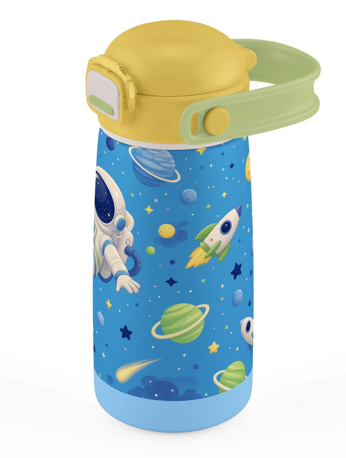 Puccon 420 ml Sarı Mavi Astronot Baskılı Çelik Matara - Erkek Çocuk - 60008