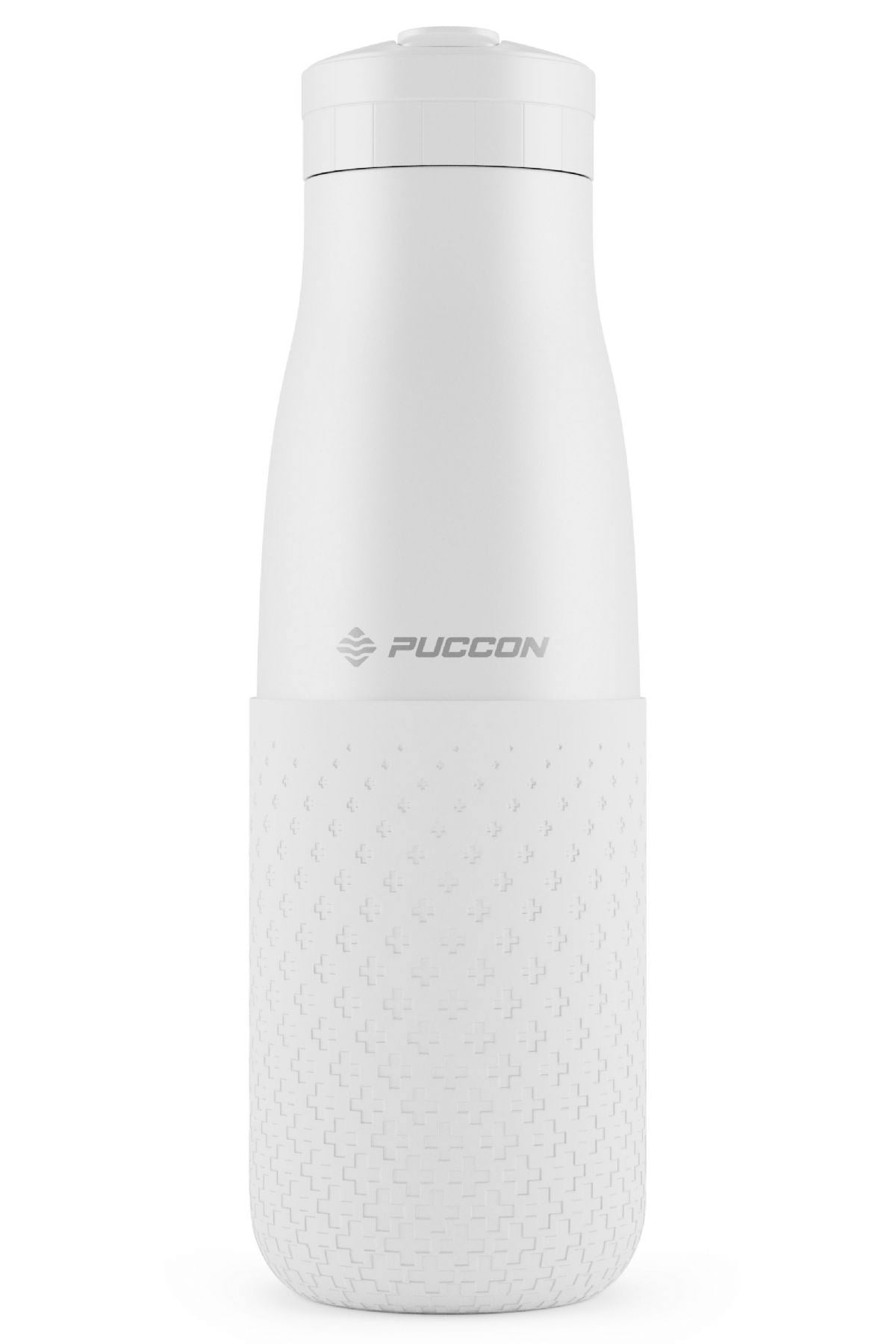 Puccon 500 ml Pipetli Beyaz Çelik Matara/Termos - Silikon Gövdeli (Plus) - 50008