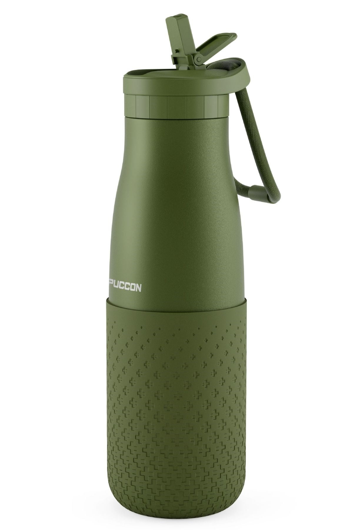 Puccon 500 ml Pipetli Haki Çelik Matara/Termos - Silikon Gövdeli (Plus) - 50012