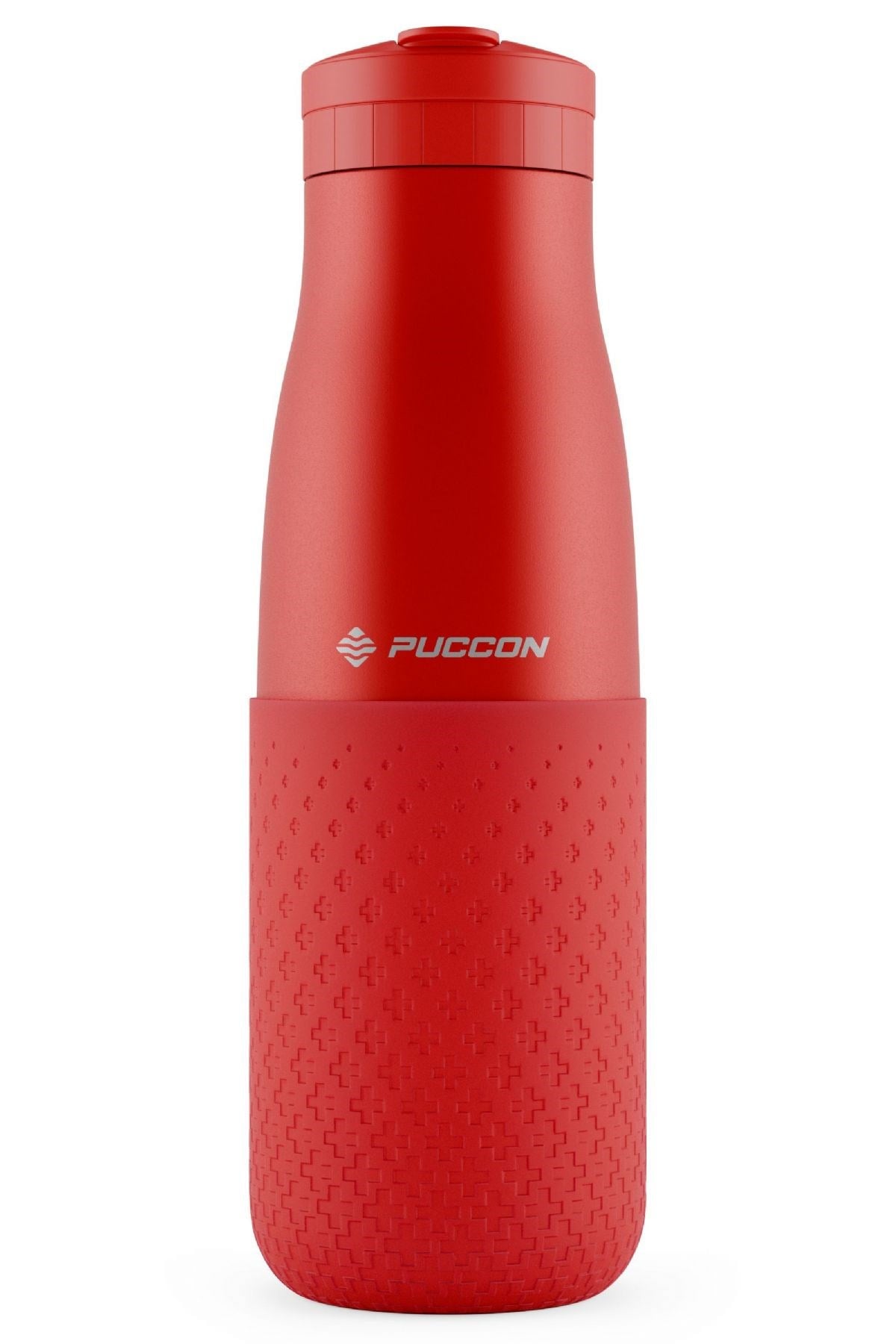 Puccon 500 ml Pipetli Kırmızı Çelik Matara/Termos - Silikon Gövdeli (Plus)- 50009