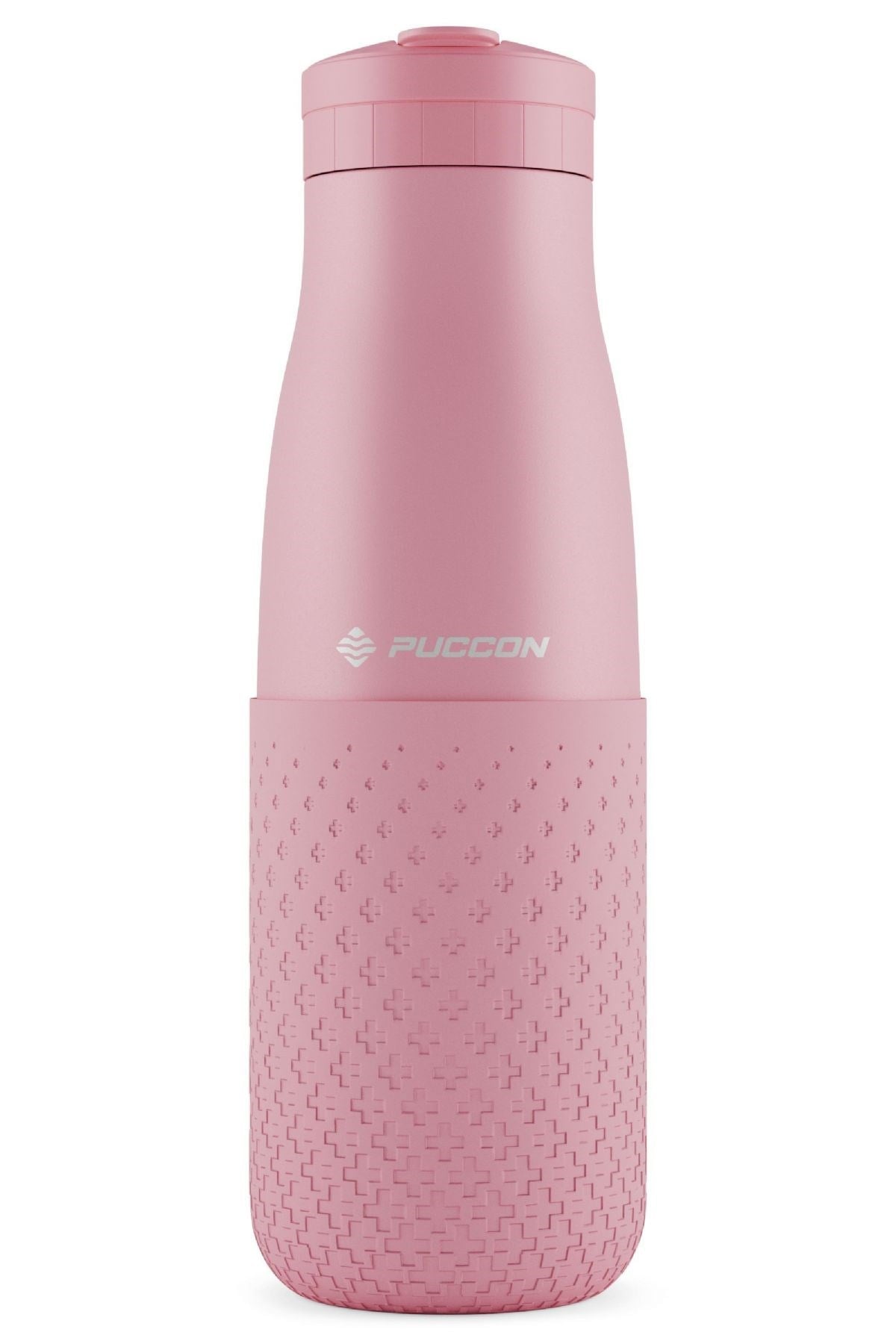 Puccon 500 ml Pipetli Pembe Çelik Matara/Termos - Silikon Gövdeli (Plus) - 50010
