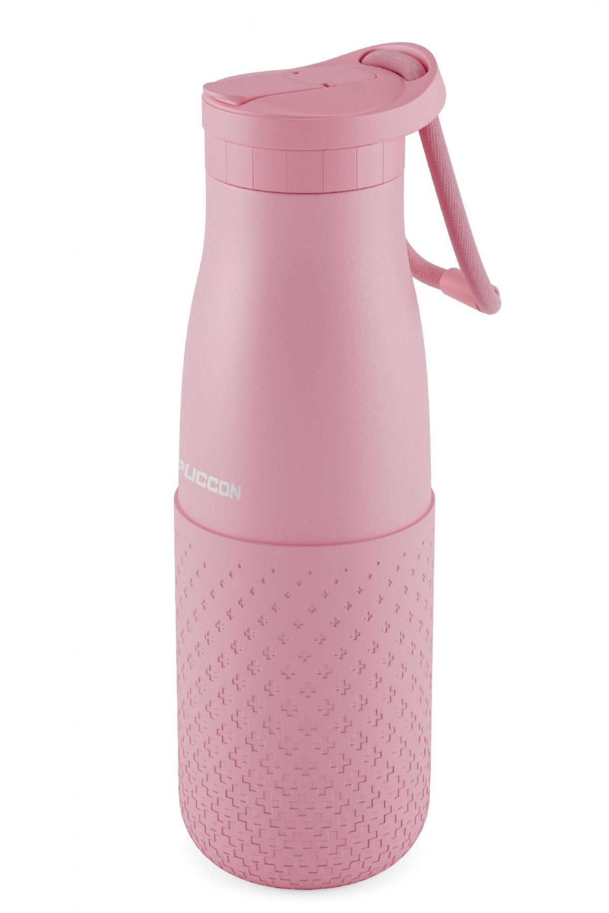 Puccon 500 ml Pipetli Pembe Çelik Matara/Termos - Silikon Gövdeli (Plus) - 50010