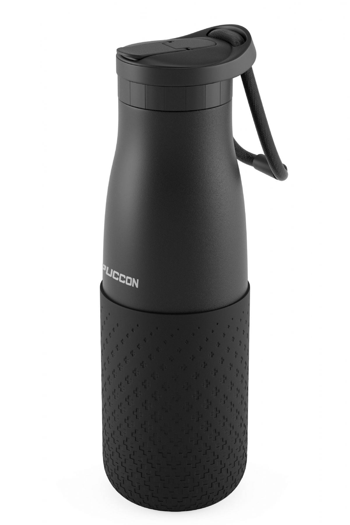 Puccon 500 ml Pipetli Siyah Çelik Matara/Termos - Silikon Gövdeli (Plus) - 50011