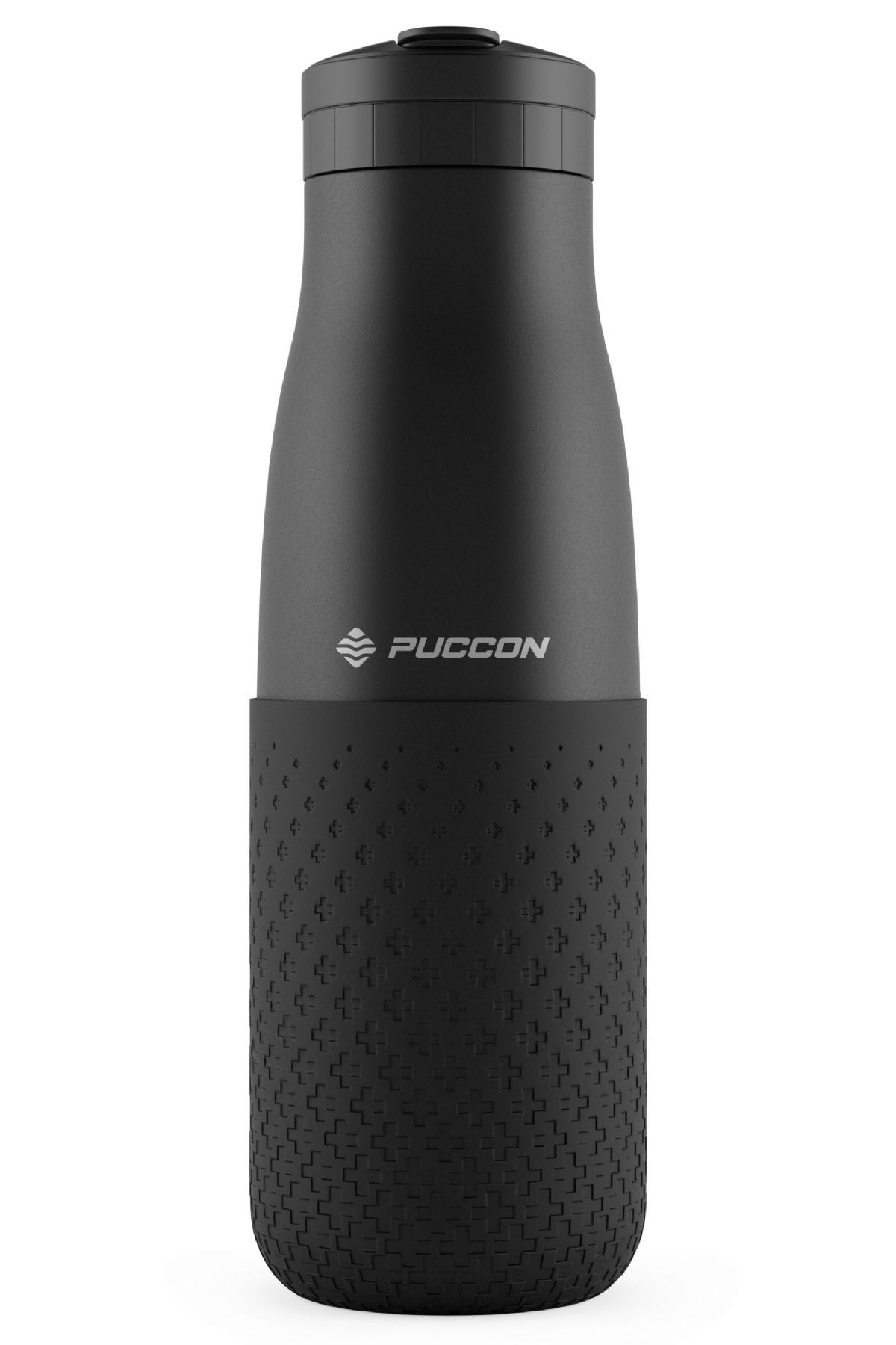 Puccon 500 ml Pipetli Siyah Çelik Matara/Termos - Silikon Gövdeli (Plus) - 50011