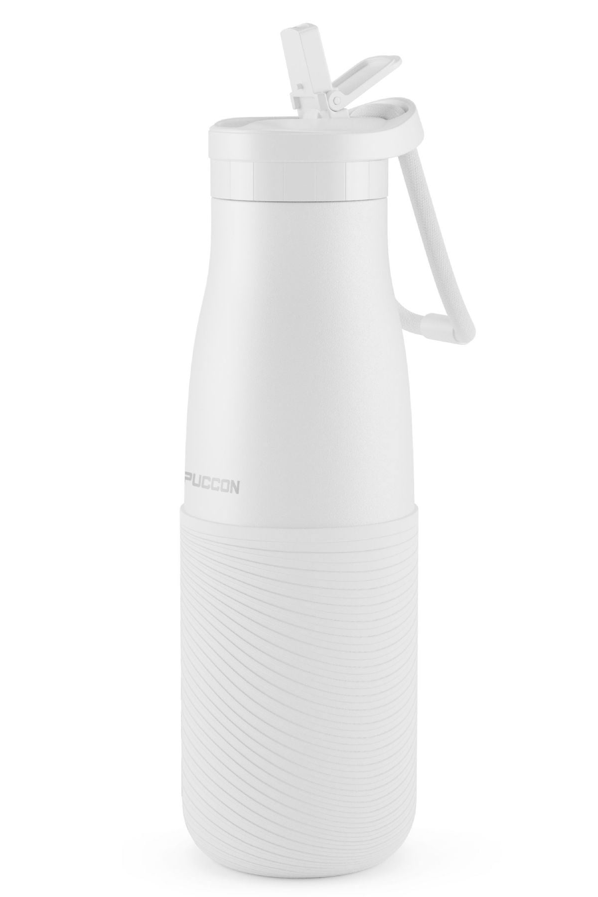 Puccon Beyaz 500 ml Paslanmaz Çelik Termos - Silikon Kaplı (Dalga) Okul, Günlük, Kamp - 50018