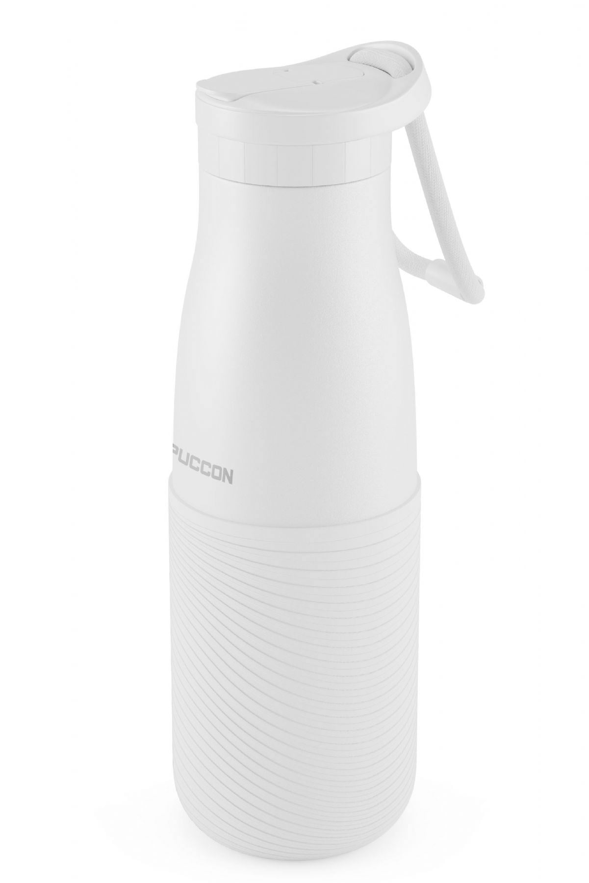 Puccon Beyaz 500 ml Paslanmaz Çelik Termos - Silikon Kaplı (Dalga) Okul, Günlük, Kamp - 50018