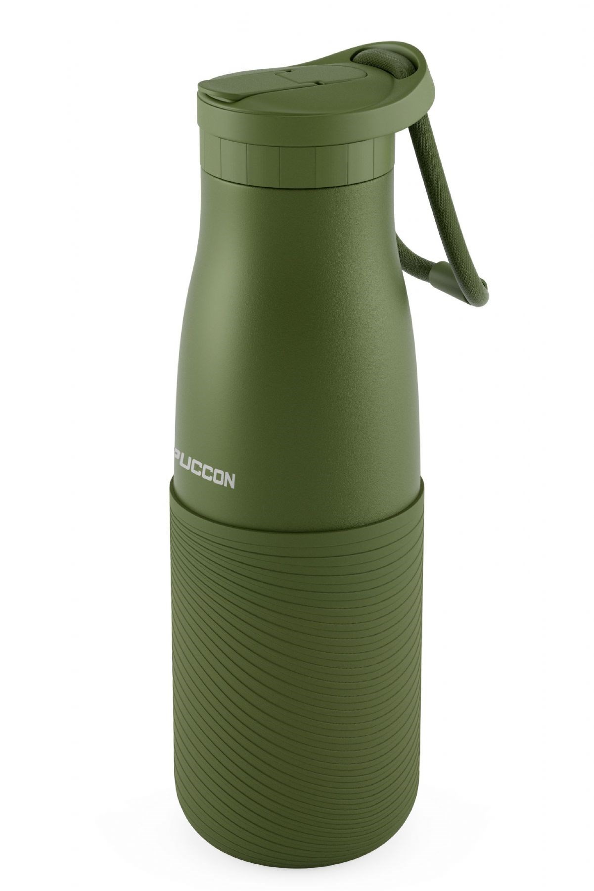Puccon Haki 500 ml Paslanmaz Çelik Termos - Silikon Kaplı (Dalga) Okul, Günlük, Kamp - 50022