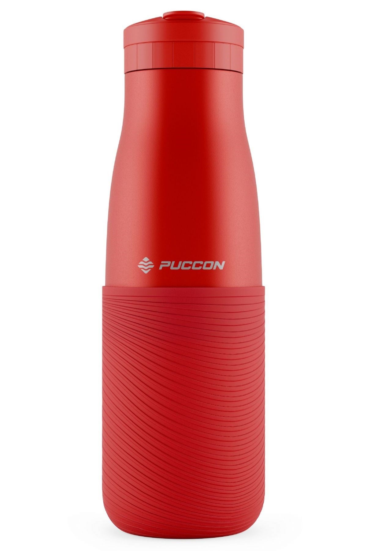 Puccon Kırmızı 500 ml Paslanmaz Çelik Termos - Silikon Kaplı (Dalga) Okul, Günlük, Kamp - 50019