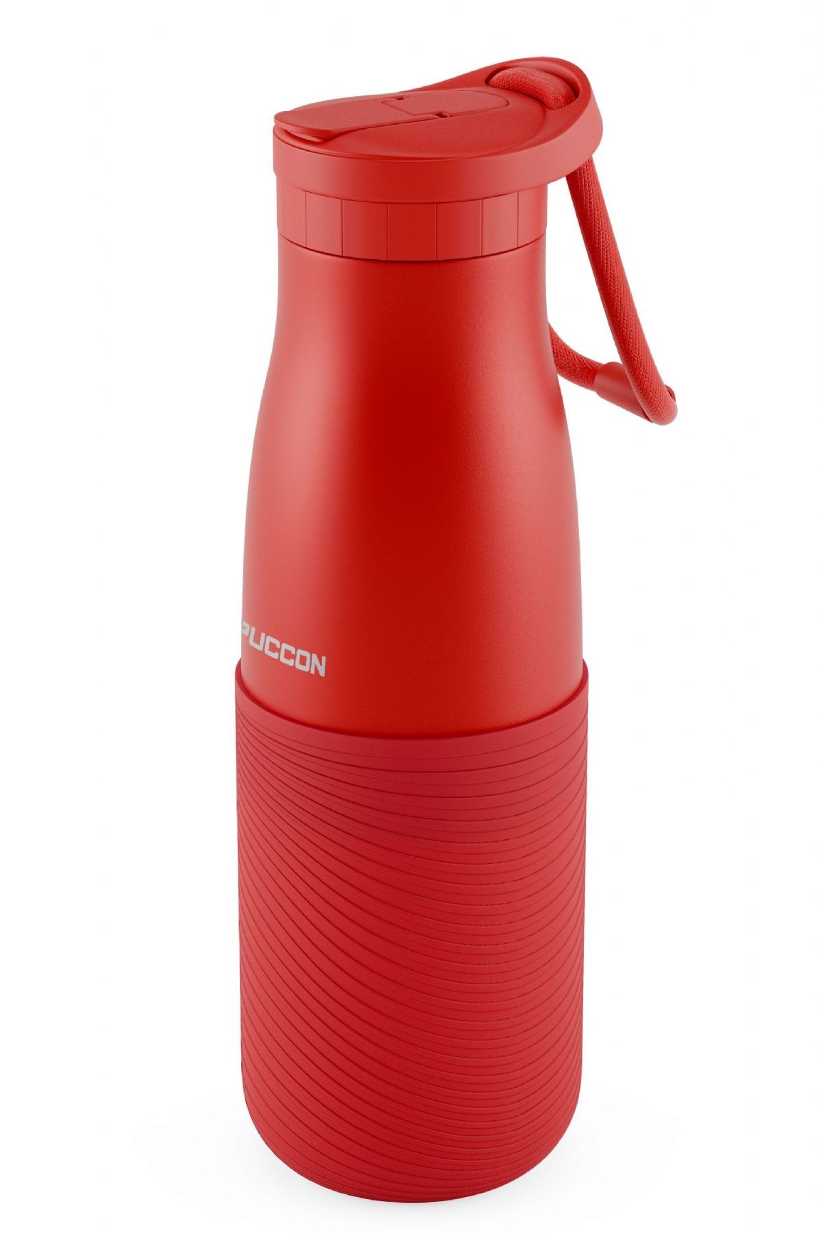 Puccon Kırmızı 500 ml Paslanmaz Çelik Termos - Silikon Kaplı (Dalga) Okul, Günlük, Kamp - 50019