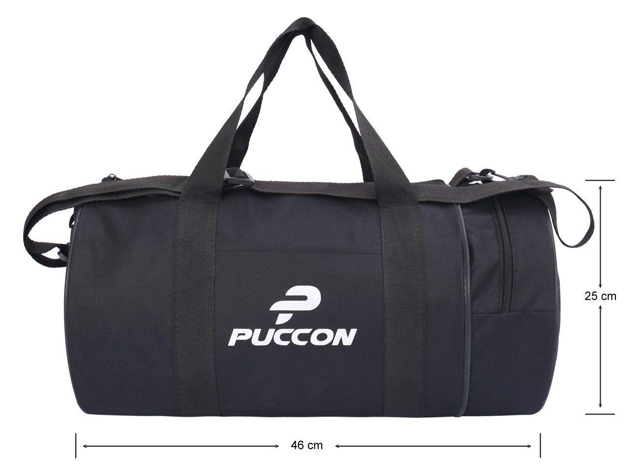 Puccon Omuz Askılı Unisex Siyah Silindir Seyahat Fitness ve Spor Çantası