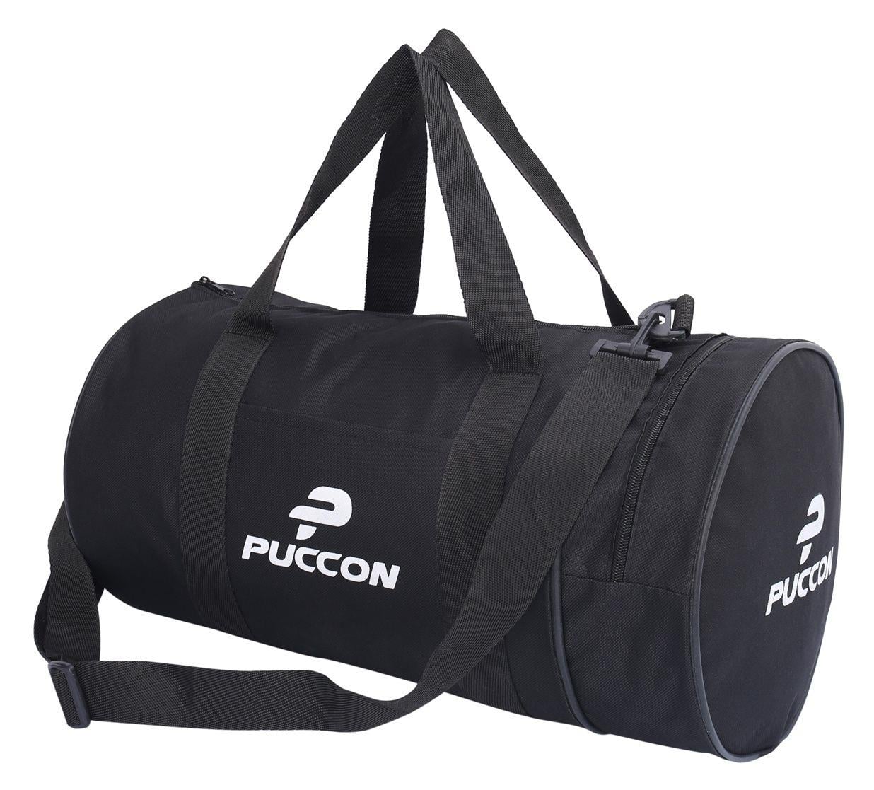Puccon Omuz Askılı Unisex Siyah Silindir Seyahat Fitness ve Spor Çantası