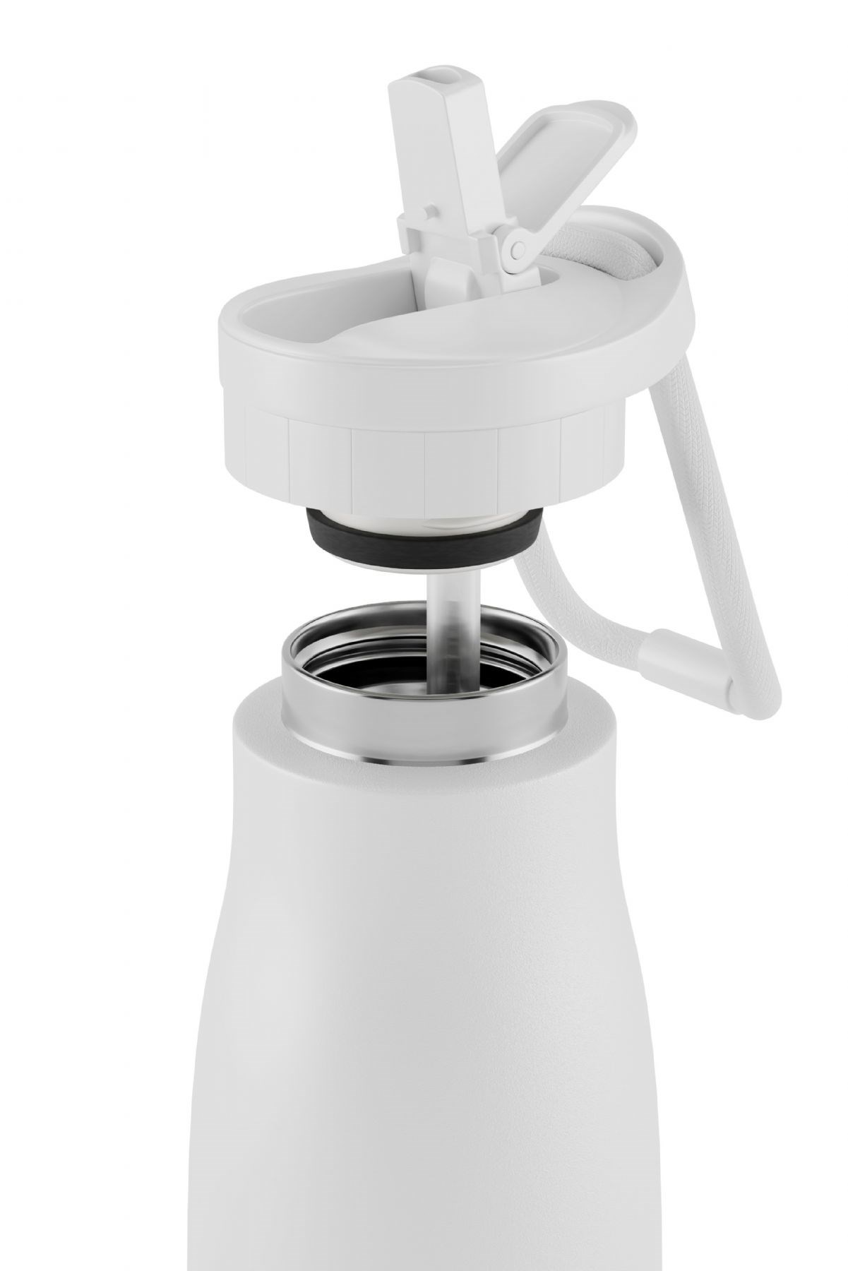 Puccon Pipetli 500 ml Beyaz Paslanmaz Çelik Matara/Suluk - Silikon Gövde (Yağmur) - 50013