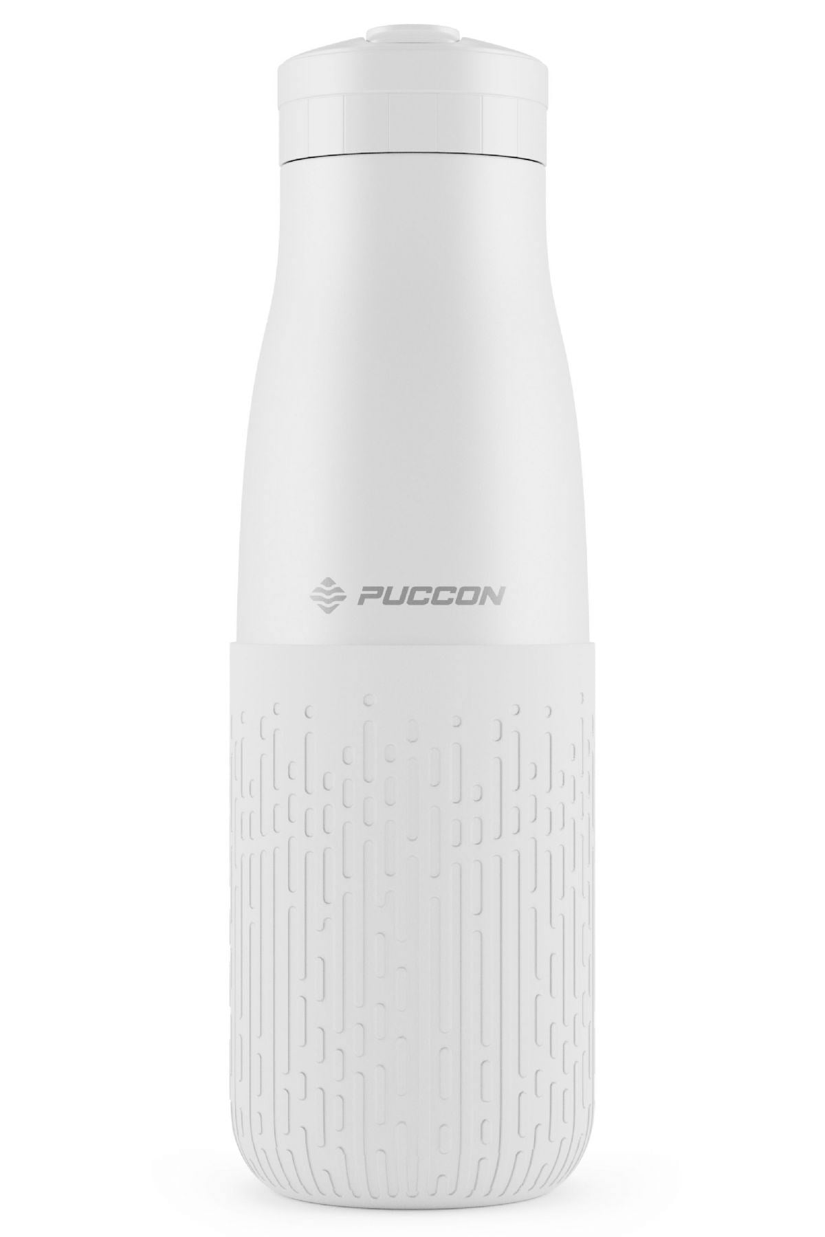 Puccon Pipetli 500 ml Beyaz Paslanmaz Çelik Matara/Suluk - Silikon Gövde (Yağmur) - 50013