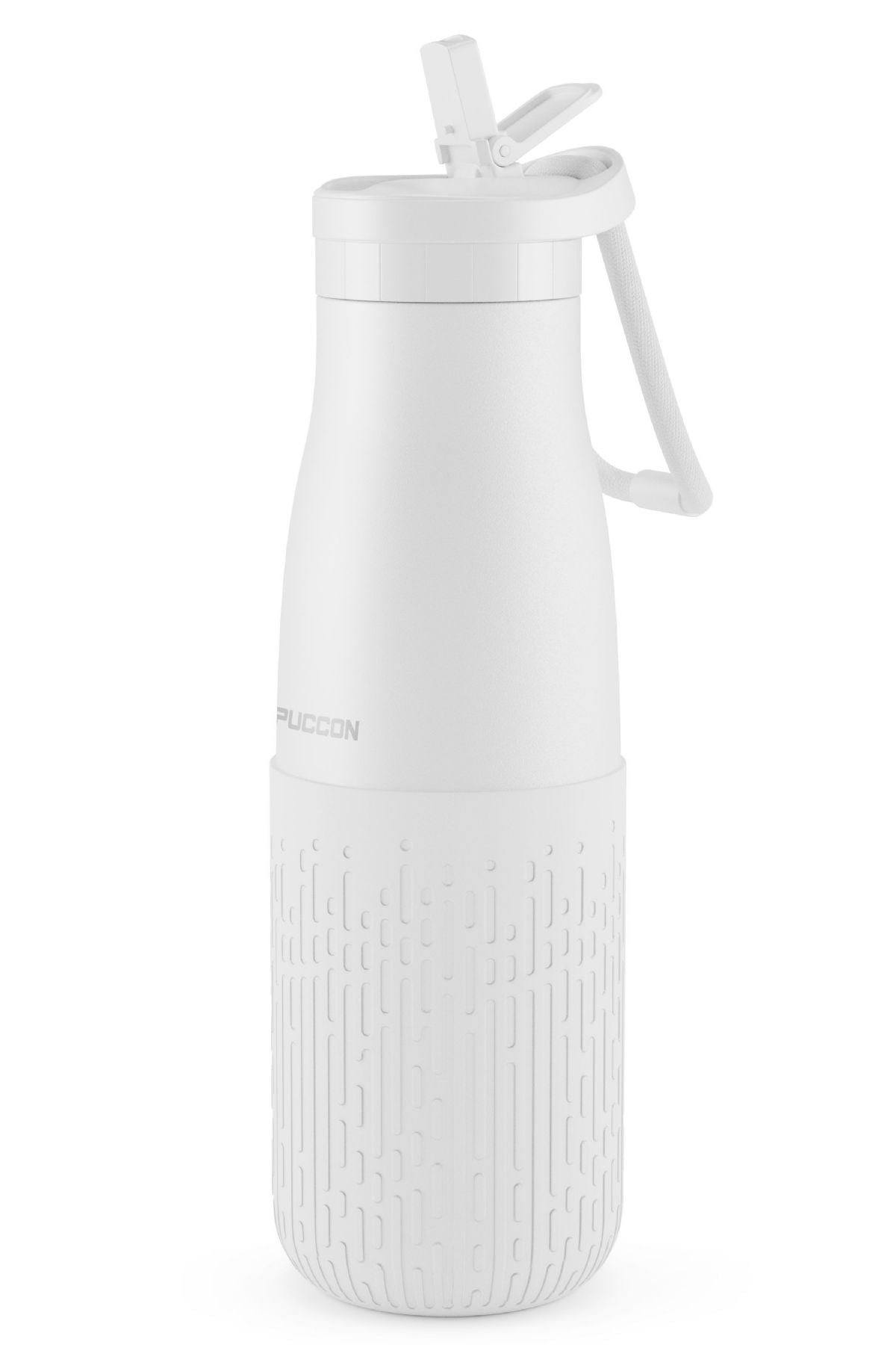 Puccon Pipetli 500 ml Beyaz Paslanmaz Çelik Matara/Suluk - Silikon Gövde (Yağmur) - 50013
