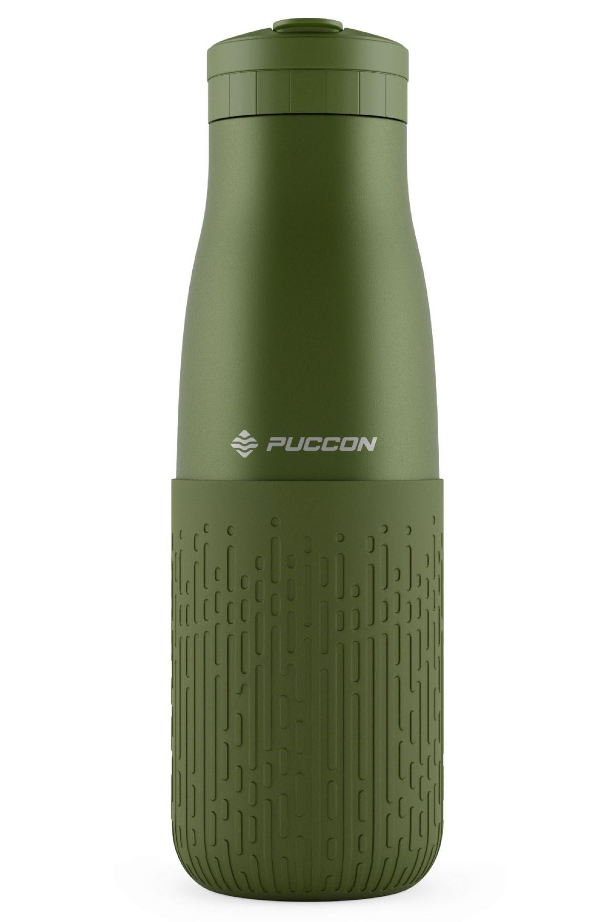 Puccon Pipetli 500 ml Haki Paslanmaz Çelik Matara/Suluk - Silikon Gövde (Yağmur) - 50017