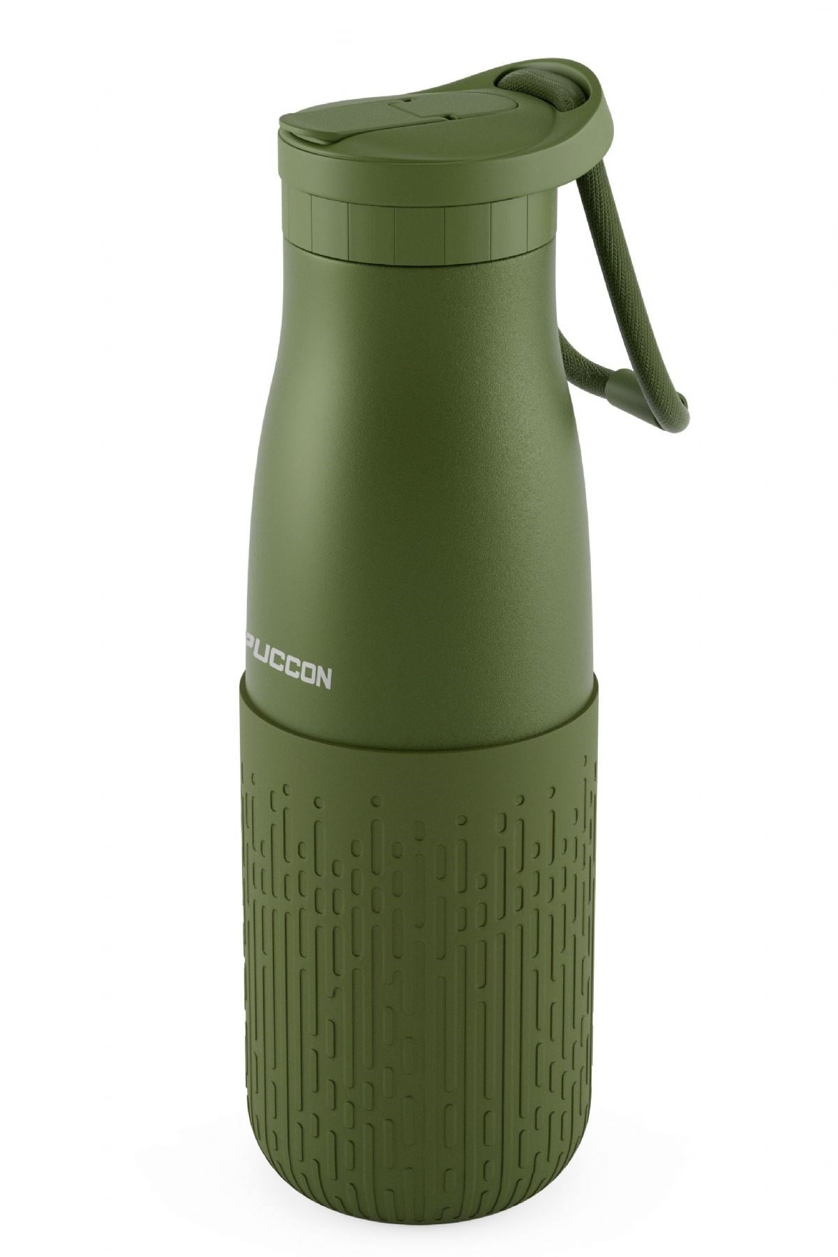 Puccon Pipetli 500 ml Haki Paslanmaz Çelik Matara/Suluk - Silikon Gövde (Yağmur) - 50017
