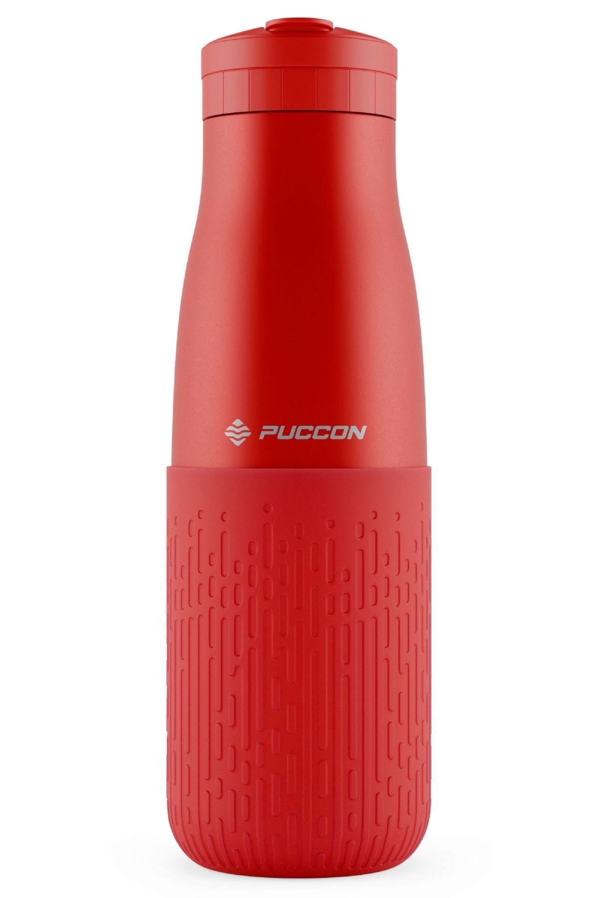 Puccon Pipetli 500 ml Kırmızı Paslanmaz Çelik Matara/Suluk - Silikon Gövde (Yağmur) - 50014
