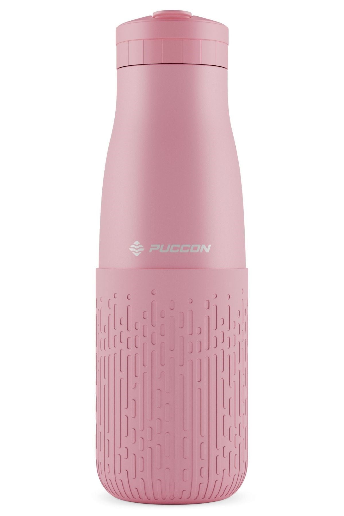 Puccon Pipetli 500 ml Pembe Paslanmaz Çelik Matara/Suluk - Silikon Gövde (Yağmur) - 50015