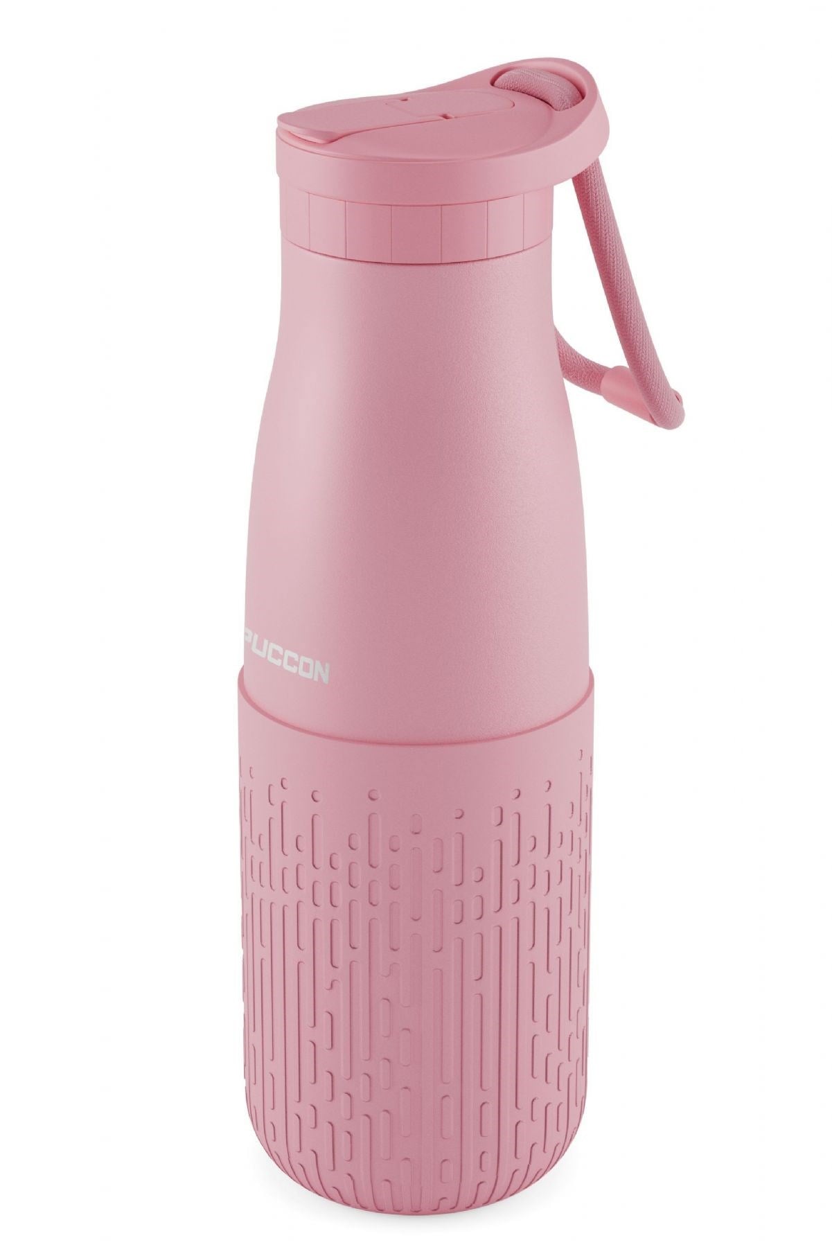 Puccon Pipetli 500 ml Pembe Paslanmaz Çelik Matara/Suluk - Silikon Gövde (Yağmur) - 50015