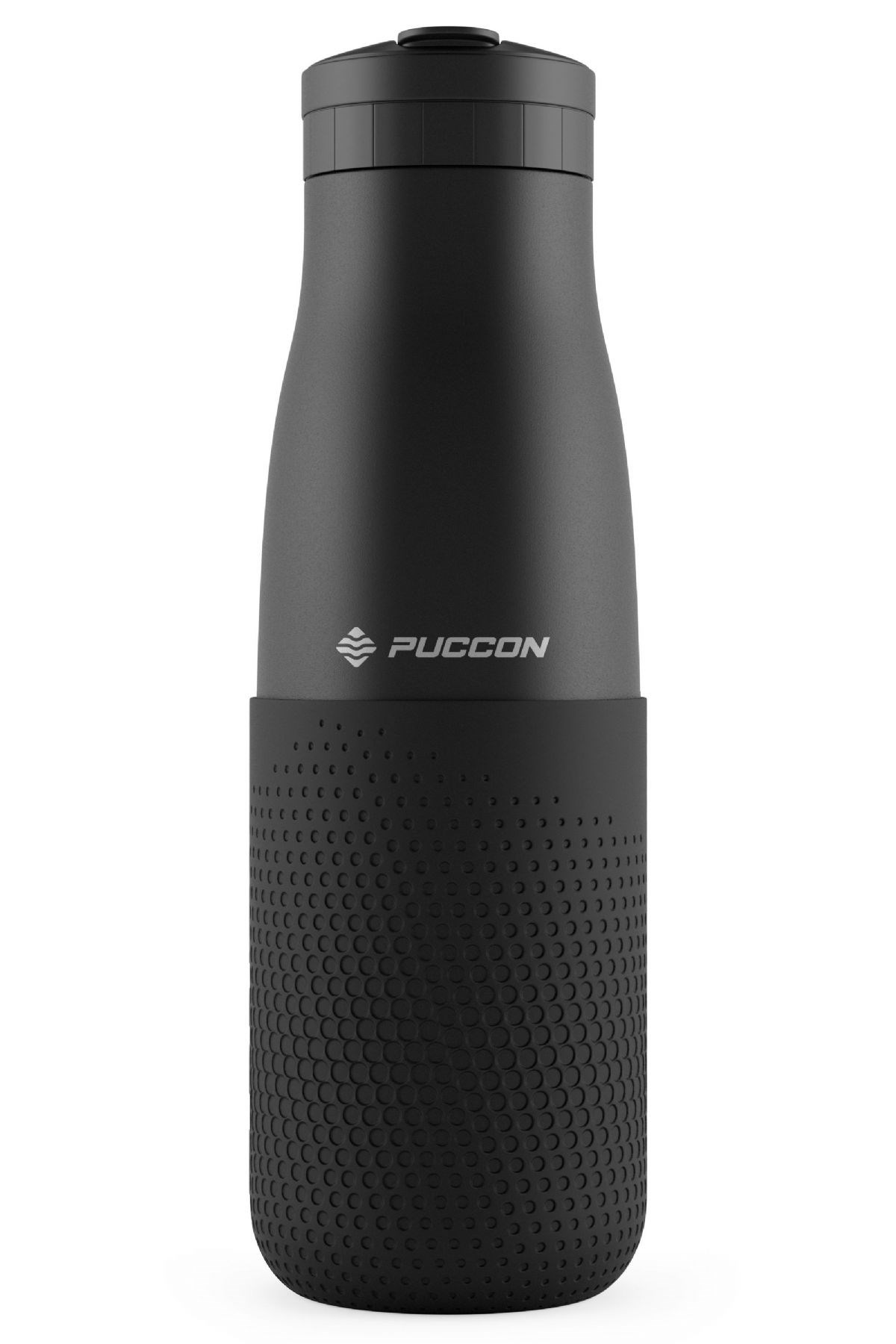 Puccon Siyah 500 ml Çelik Okul Matarası - Silikon Gövdeli (Nokta) Çelik Termos -  50026