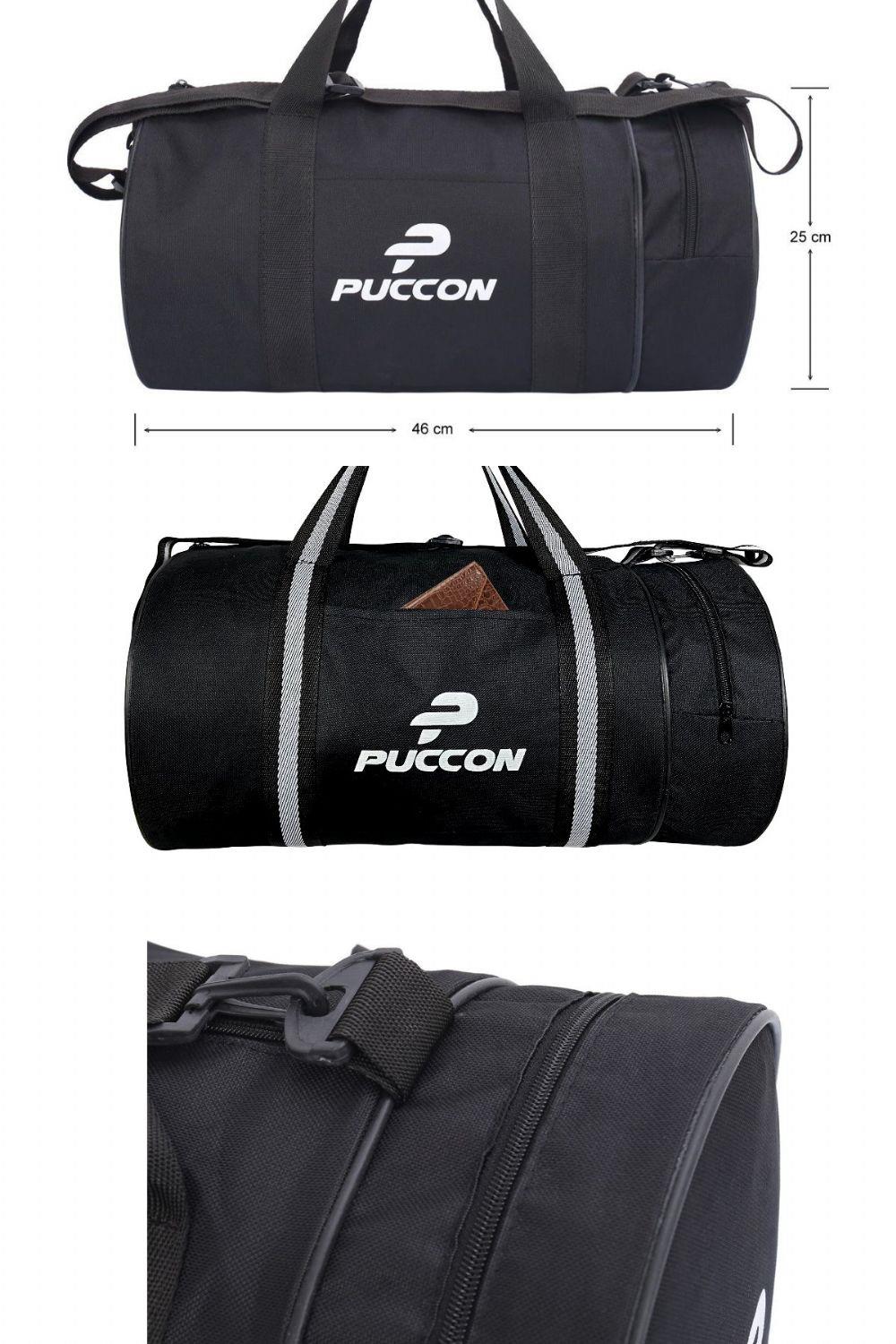Puccon Siyah Askılı Erkek Kadın Silindir Spor Çantası Günlük Omuz Askılı Çanta