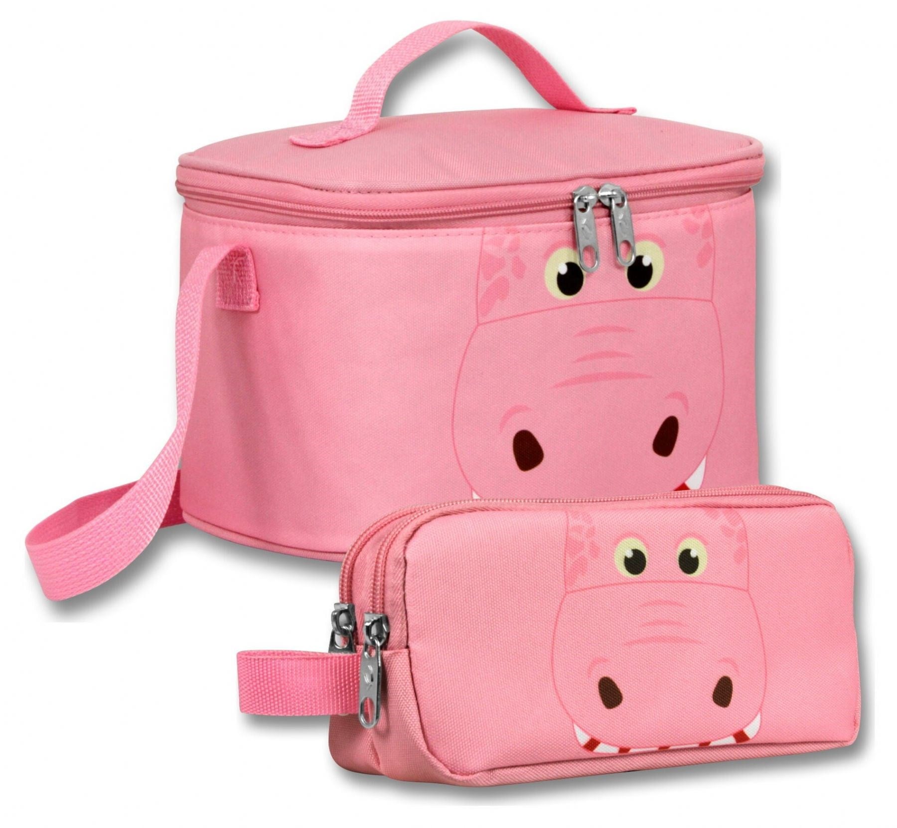 Ümit Çanta Yalıtımlı Beslenme Çantası ve Kalemlik Seti (Pembe) Kız Çocuk Pembe Hipopotam Şekilli SETUMT6031