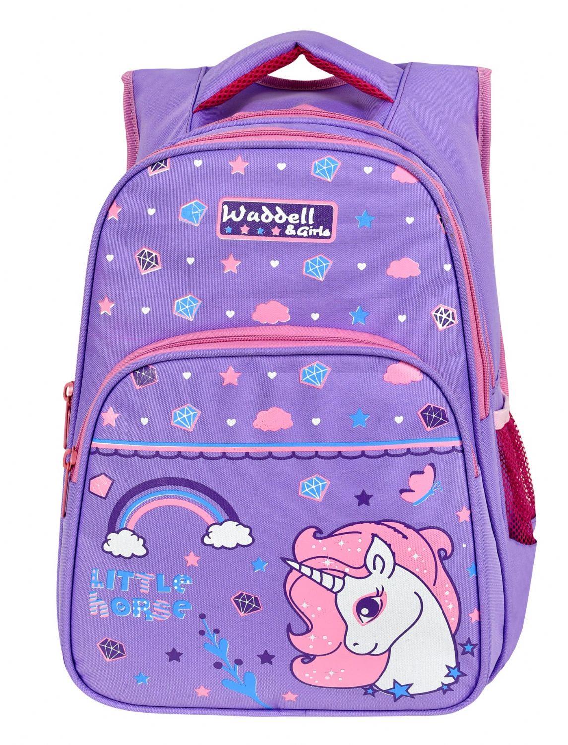 WaddellBag Kız Mor Unicorn İlkokul Sırt Çantası ve Beslenme Çantası