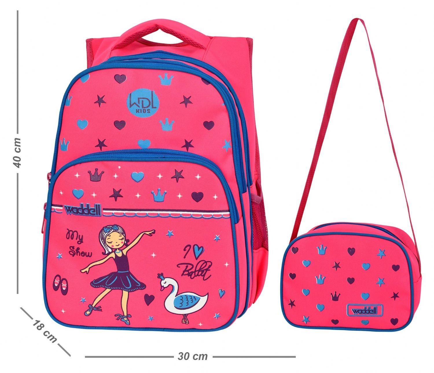 WaddellBag Kız Pembe Balerin Baskılı İlkokul Sırt Çantası Seti - Kız Çocuk